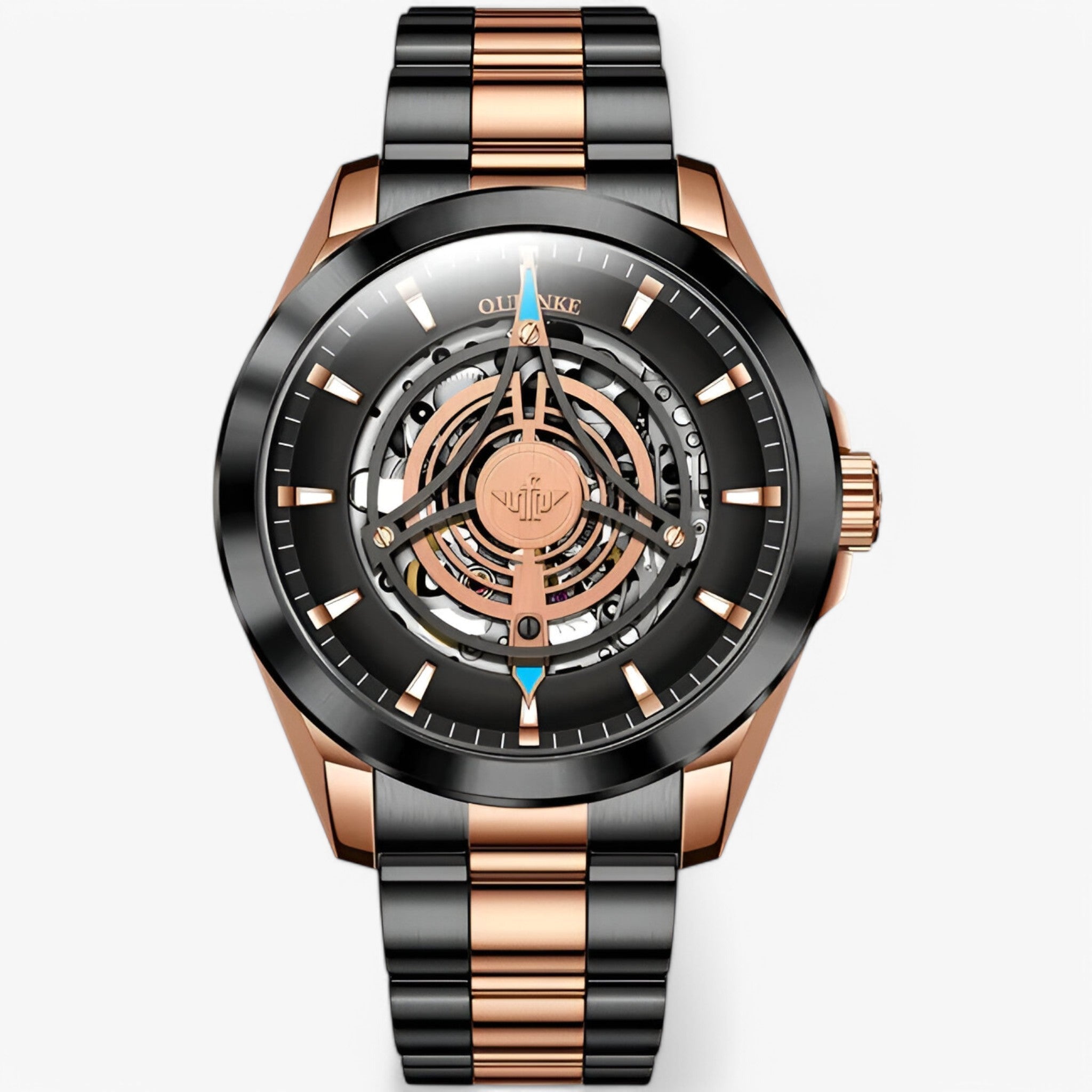 Carlitos | Mekanisk Ur med Hul Urskive - Sort stål roset - watches - {{ product_tags }