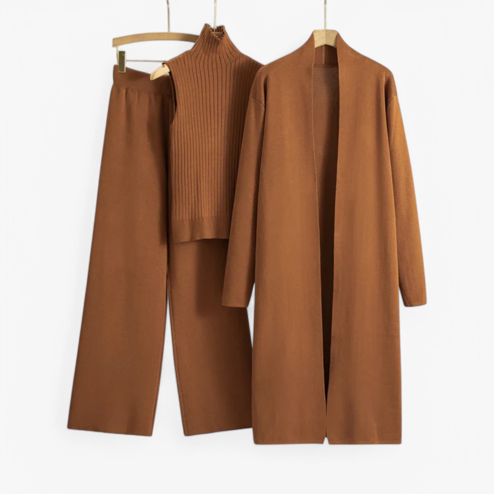 Ivy I Vintage Strikkesæt i 3 dele - Mørkebrun En størrelse - women's fashion - {{ product_tags }