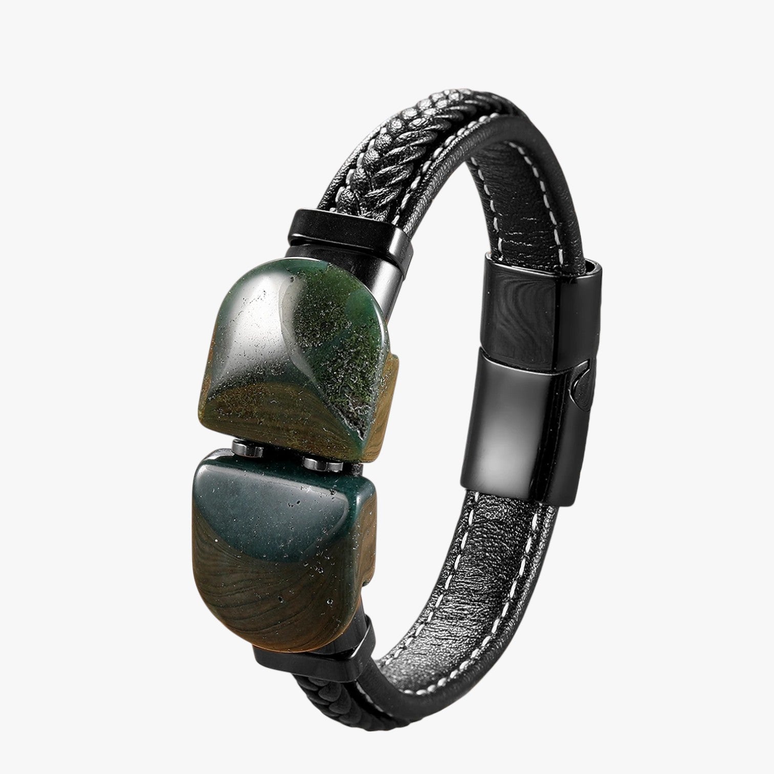 Charlie | Herrearmbånd i Natursten og Læder Gave Elegant 2025 - Sten-B - Charlie | Herrearmbånd i Natursten og Læder Gave Elegant 2025 - €25 - {{ product_tags }