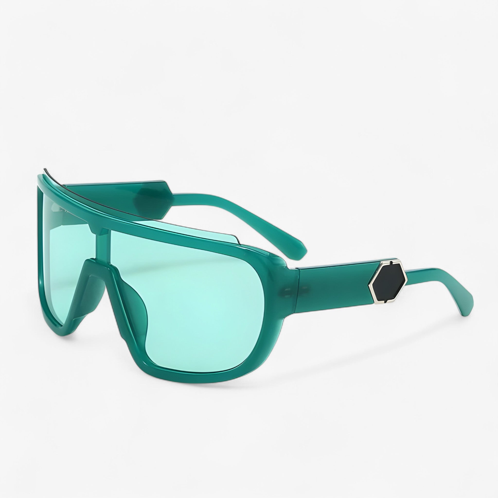 Noah | Overdimensionerede wraparound monoblok solbriller - Grøn - watches - {{ product_tags }