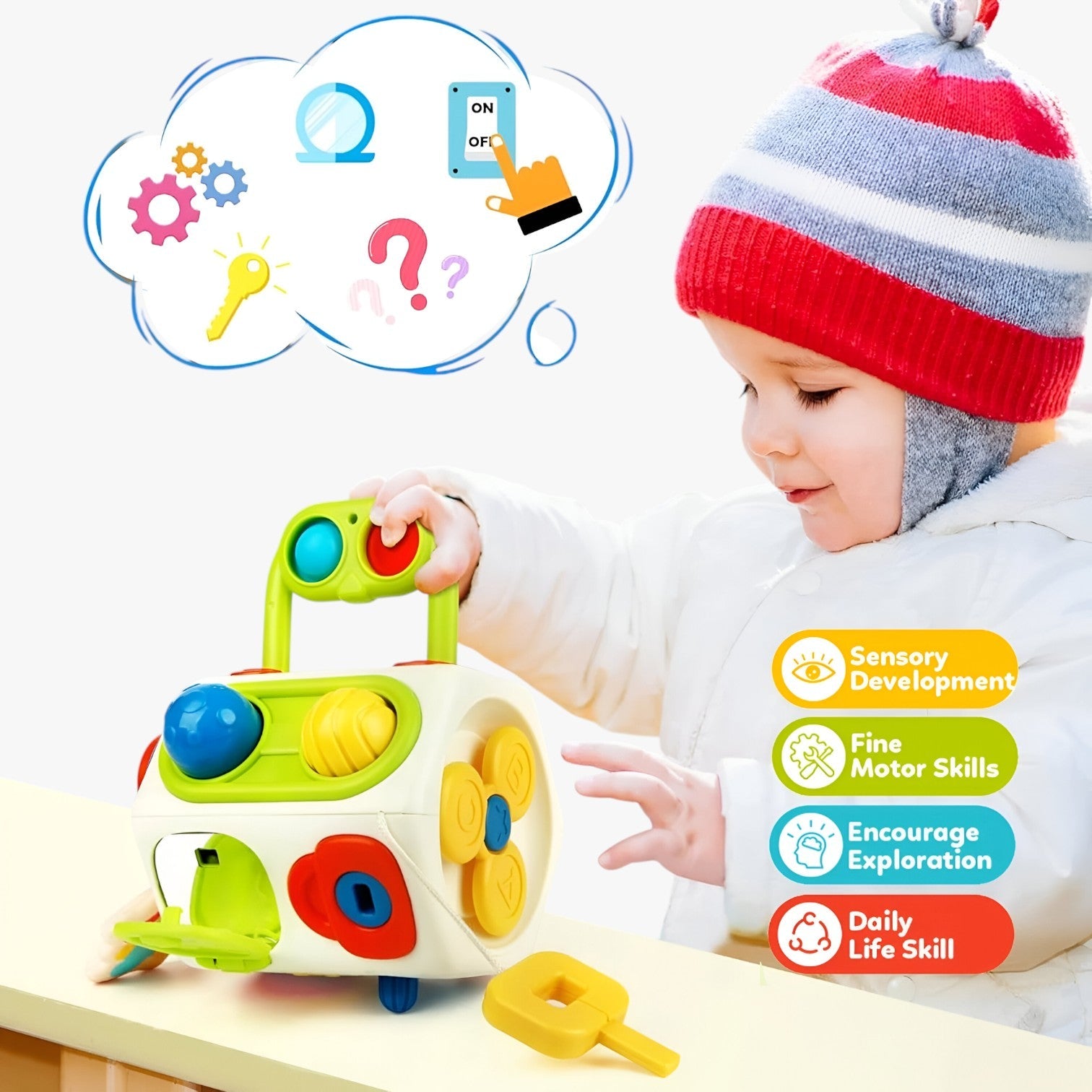 Stellan | Montessori Kubus – Sensorisk Legetøj til Småbørn - - baby - {{ product_tags }