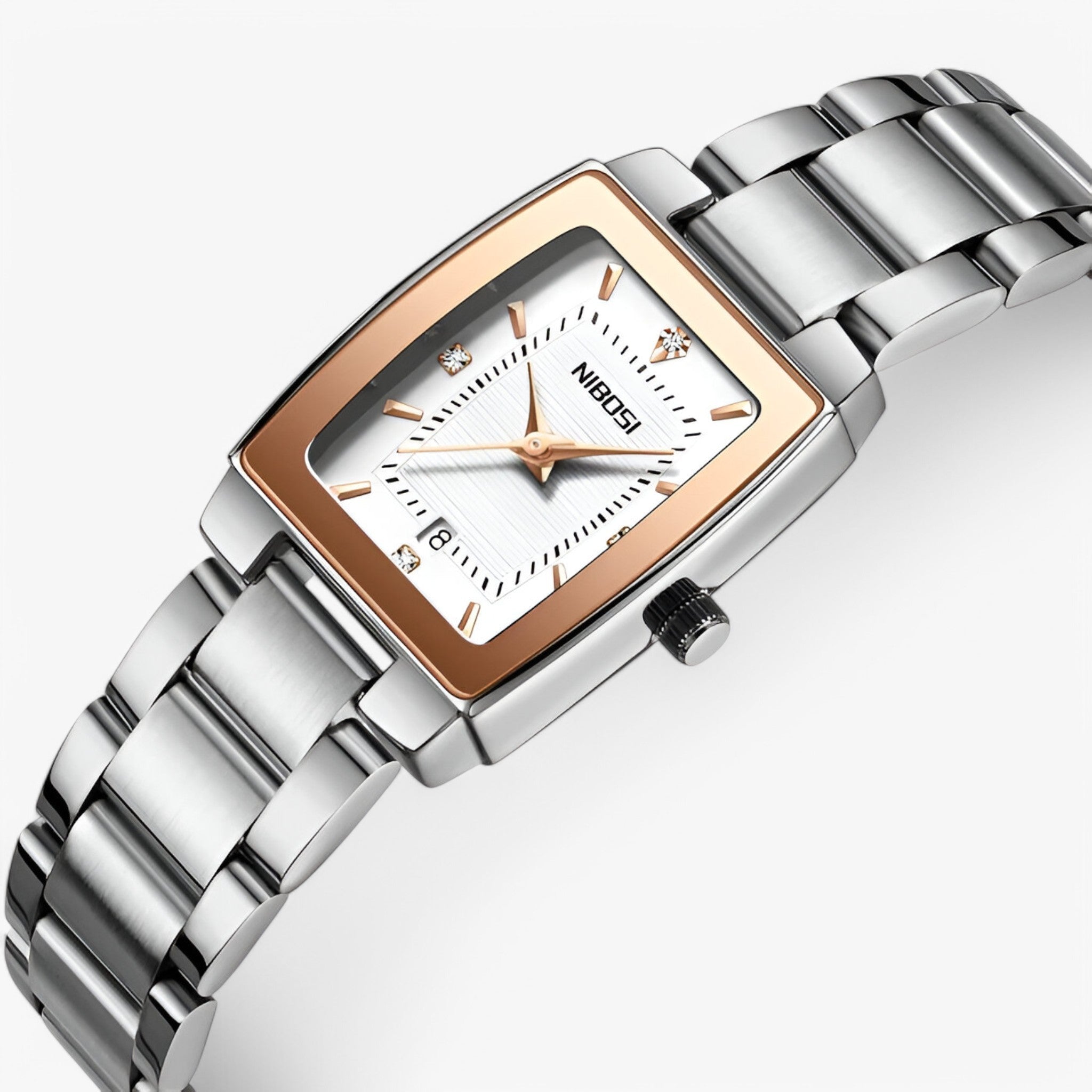 Aurora | Luksus dameur lavet af rustfrit stål - hvid rose - watches - {{ product_tags }