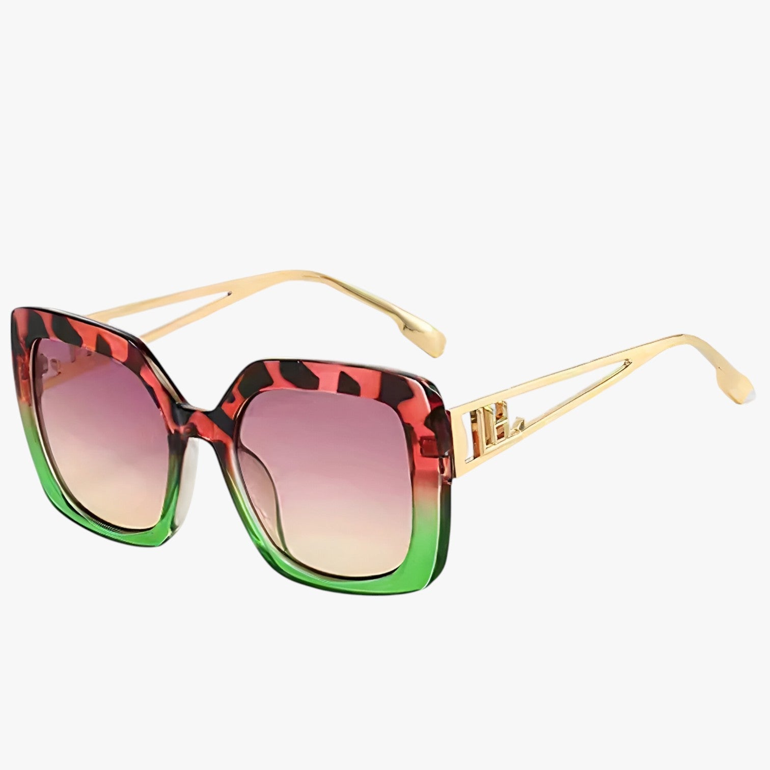 Ensley | Vintage solbrille med gennemsigtigt stel og luksuriøse gradient linser - grøn pink - watches - {{ product_tags }