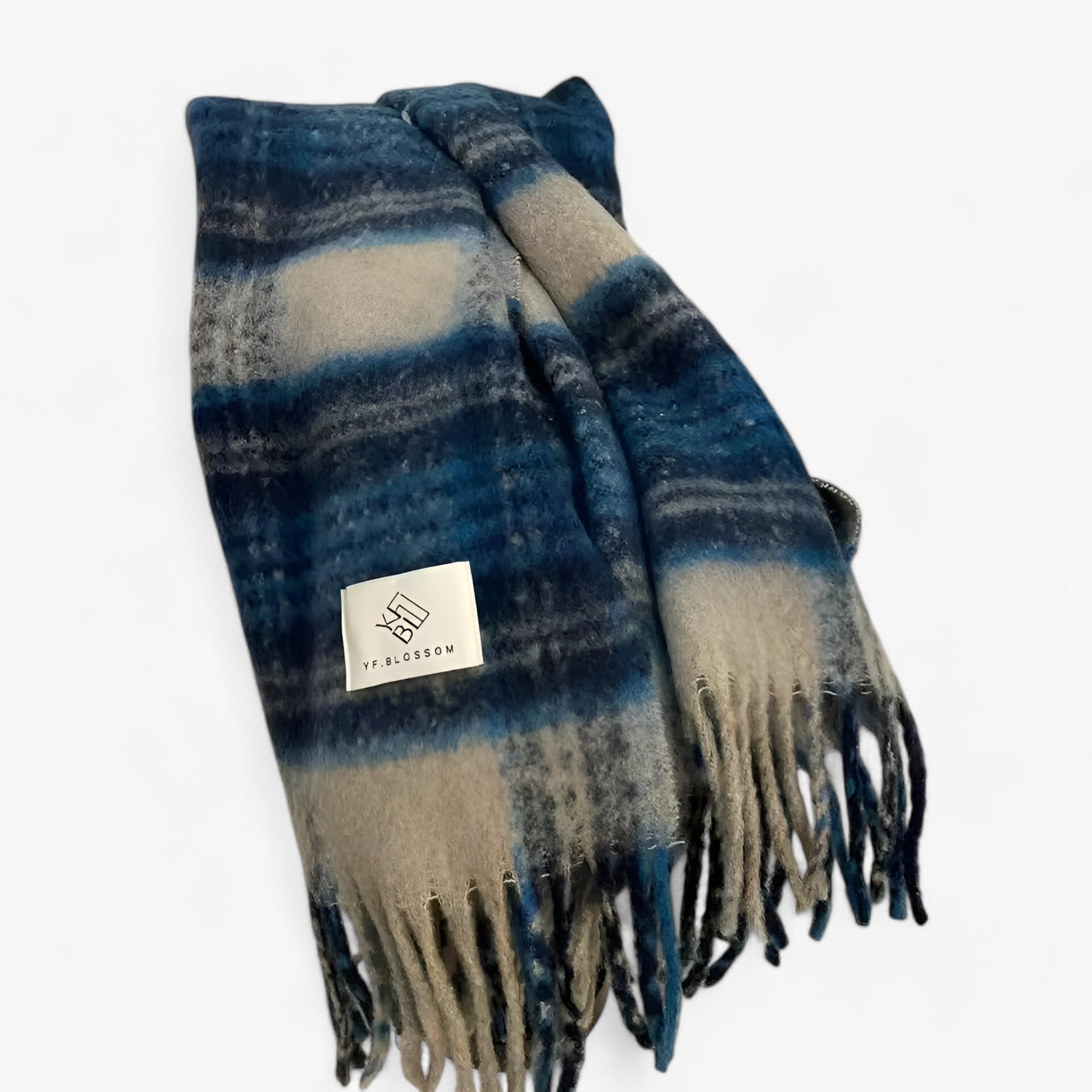 Liv | Varme Mohair Tjekket Sjal – Stilig & Komfortabel - Blå - winter - {{ product_tags }
