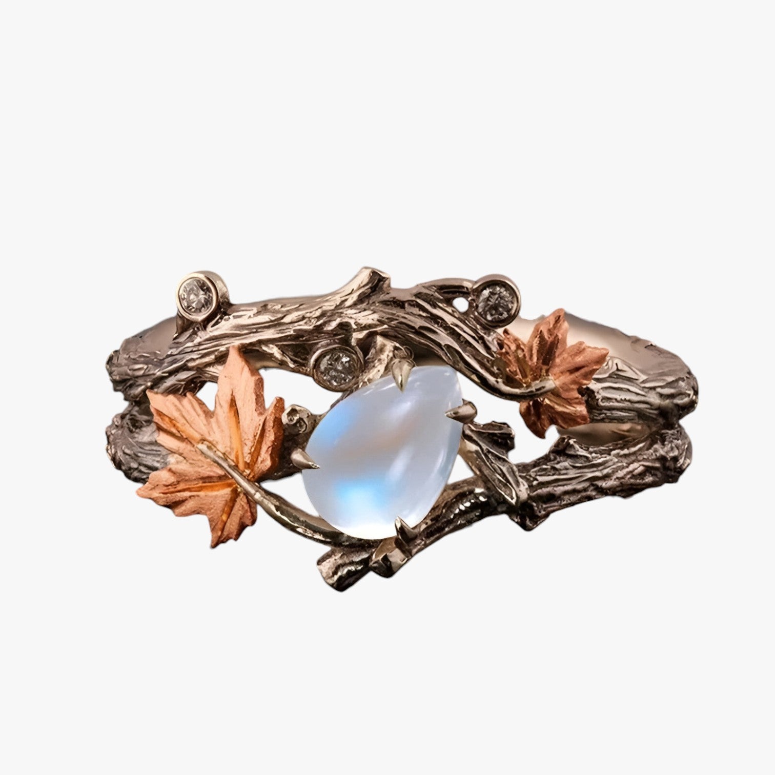 Kelsey | Guld bladring – Tidsløs charms med månesten glimt - - women's fashion - {{ product_tags }
