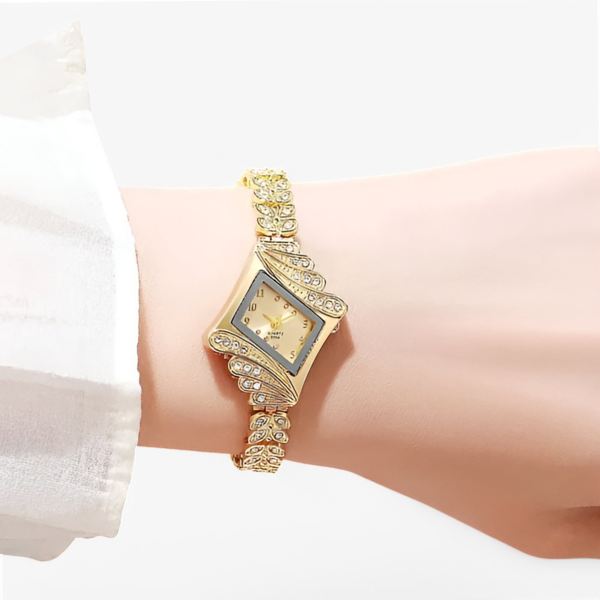 Allegra | Kvarts dameur med krystaller og diamantlænke - - watches - {{ product_tags }