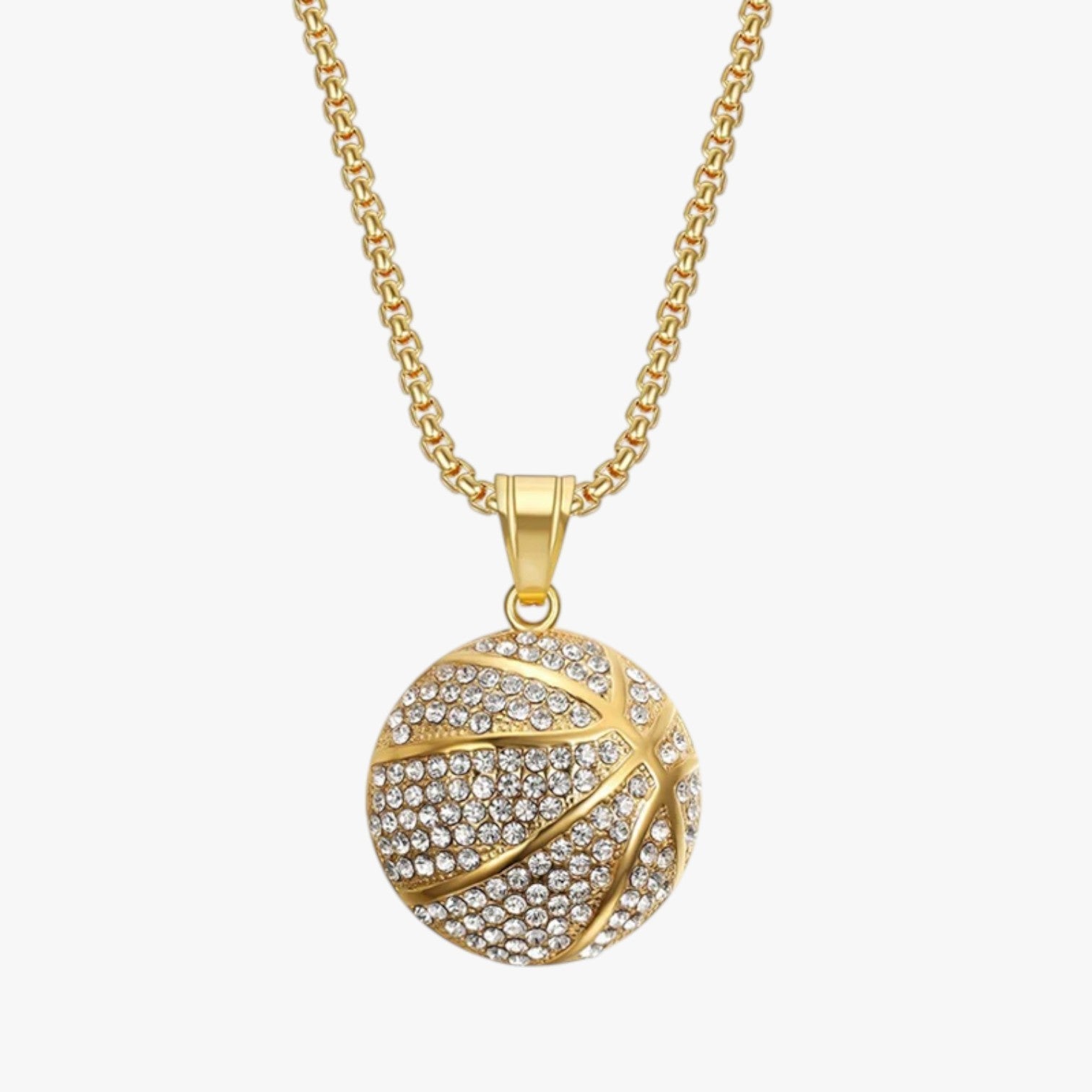 Kenji | Guldplads halskæde med basket hip hop design - Guldfarve 68cm Guldfarve - other - {{ product_tags }