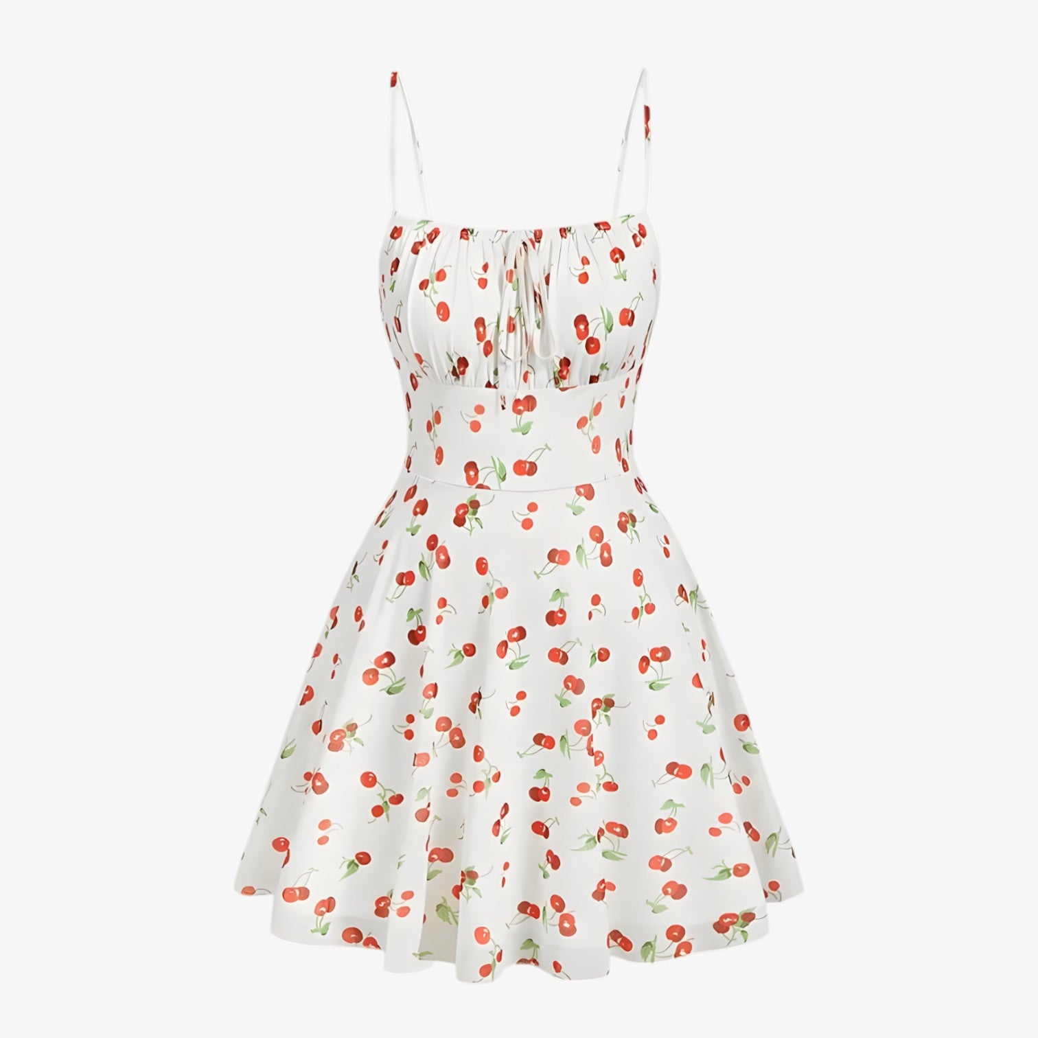 Lola | Vintage kirsebærprintet svingkjole til sommerfester - hvid - Lola | Vintage kirsebærprintet svingkjole til sommerfester- €25 - {{ product_tags }