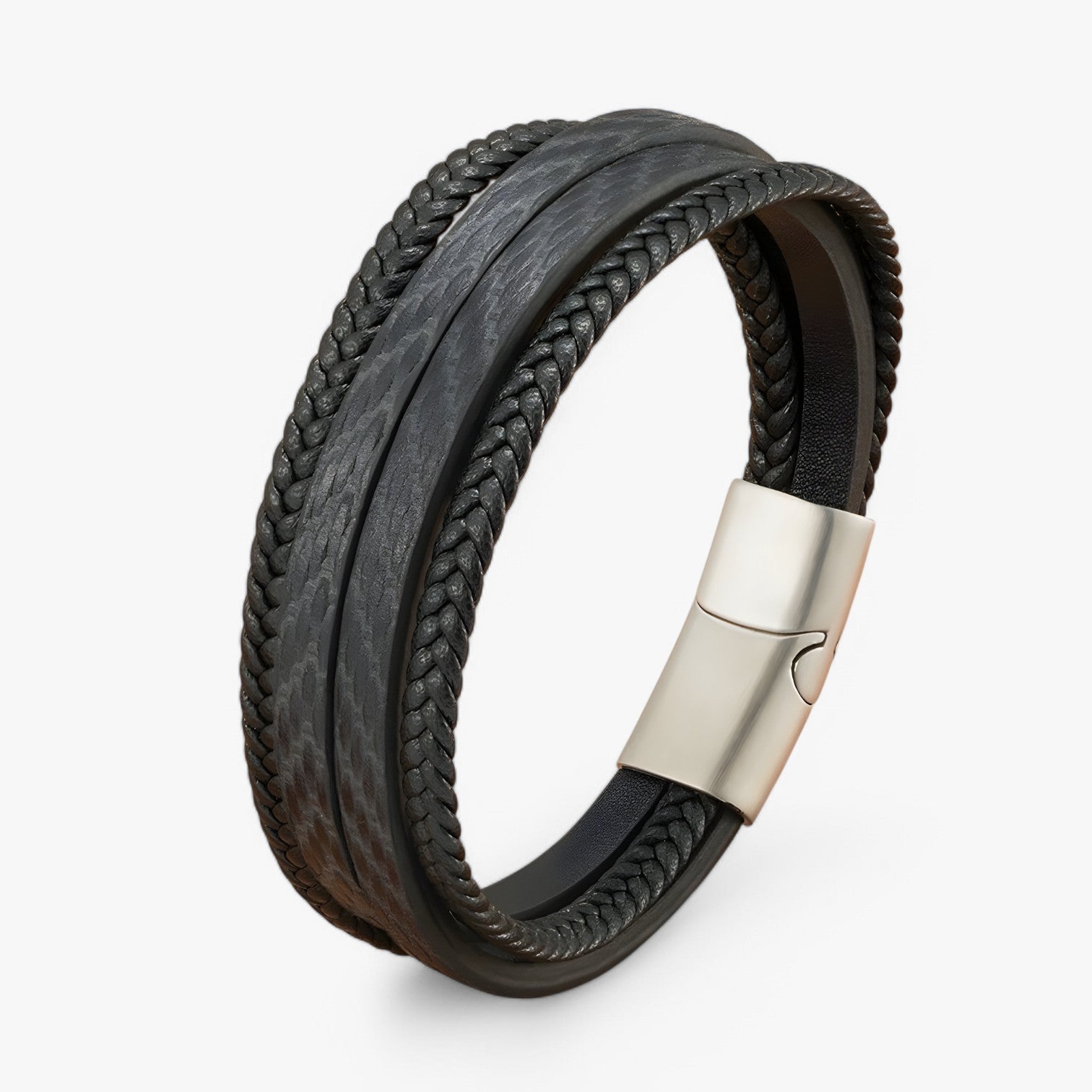 Olivier | Stilig Herrearmbånd – Flerlaget & Magnetisk - Sort med Stål - watches - {{ product_tags }