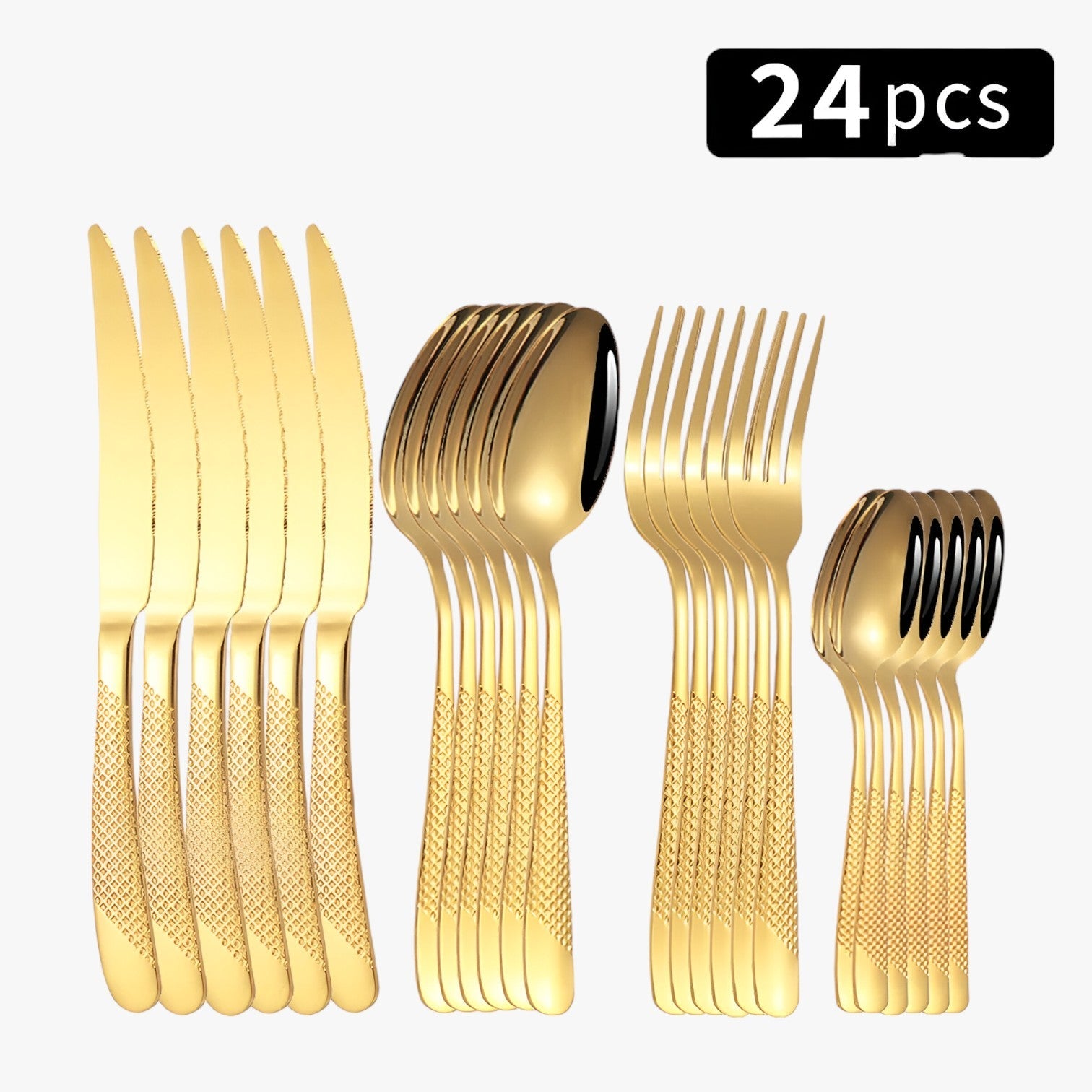 Kaeli | Sæt bestik i rustfrit stål til hele familien - guld - house & garden - {{ product_tags }