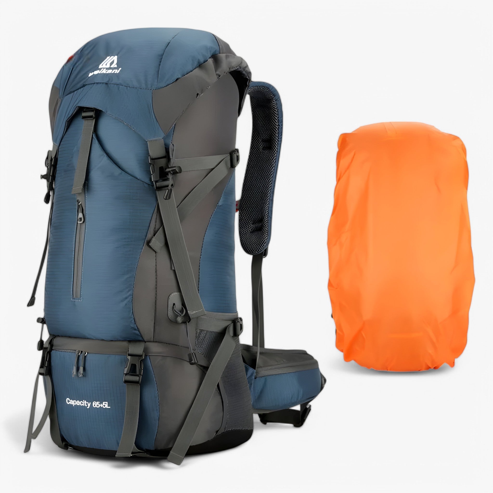 70L Nylon Camping Rugzak med Regncover - 70L Marineblå - 70L Nylon Camping Rugzak med Regncover - €25 - {{ product_tags }