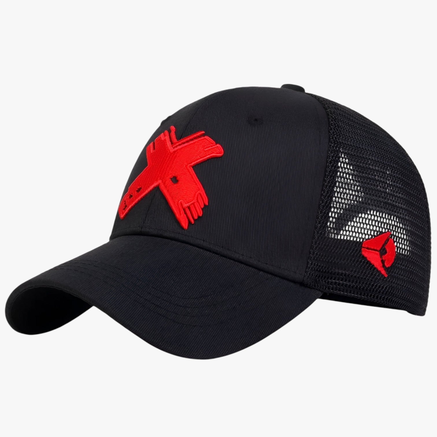 David | Sommerhat med net og broderi X - sort rød - women's fashion - {{ product_tags }