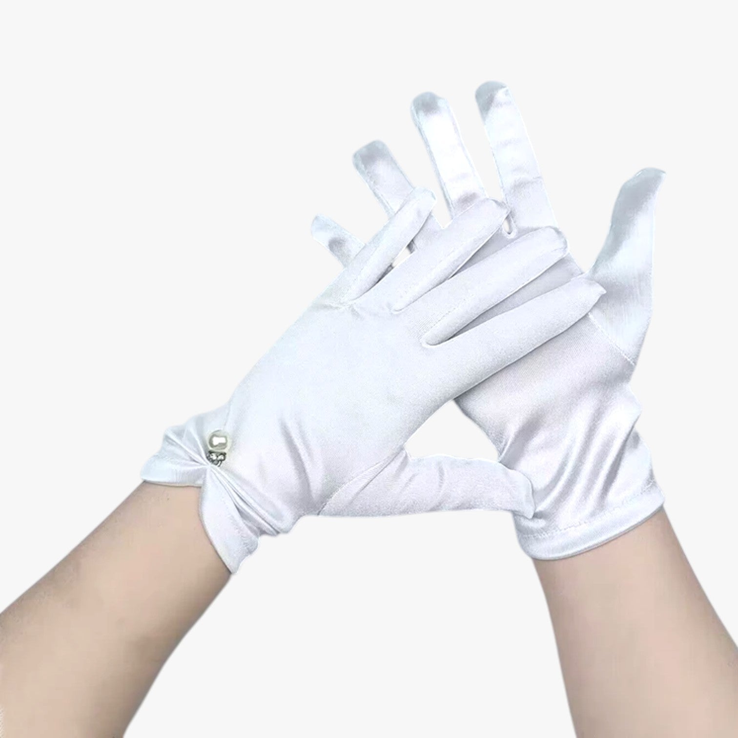 Leila | Elegante satinhandsker med perler, perfekte til ceremonier og særlige lejligheder - Bianco - Leila | Elegante satinhandsker med perler, perfekte til ceremonier og særlige lejligheder - €25 - {{ product_tags }
