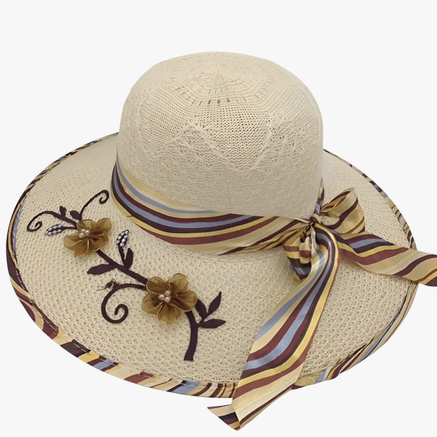 Nadia | Sommerhat med stor skygge – Moderigtig, sammenfoldelig og UV-beskyttende - Beige - women's fashion - {{ product_tags }