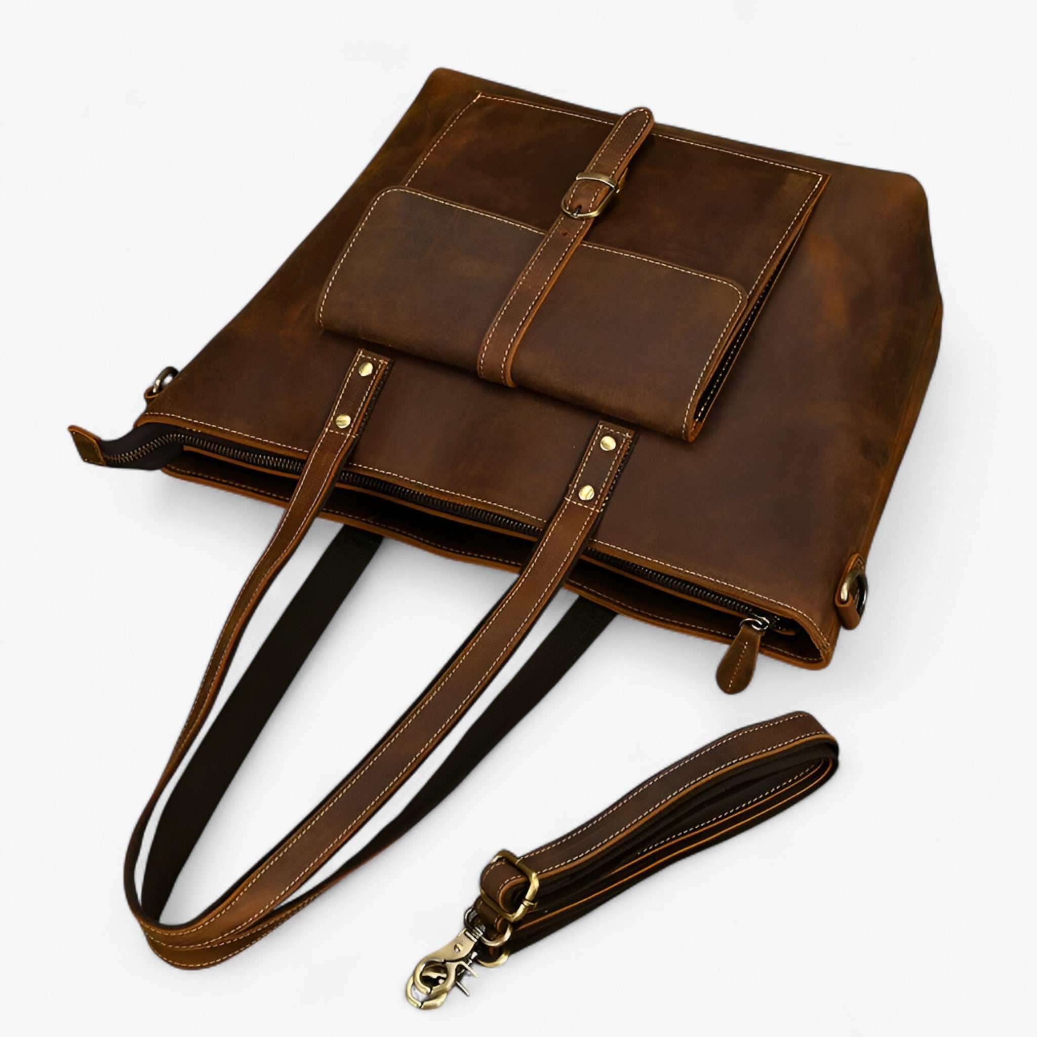 Elegant Echte Læder Tote Taske til Kvinder – Rummelig & Letvægtsdesign - - bags - {{ product_tags }
