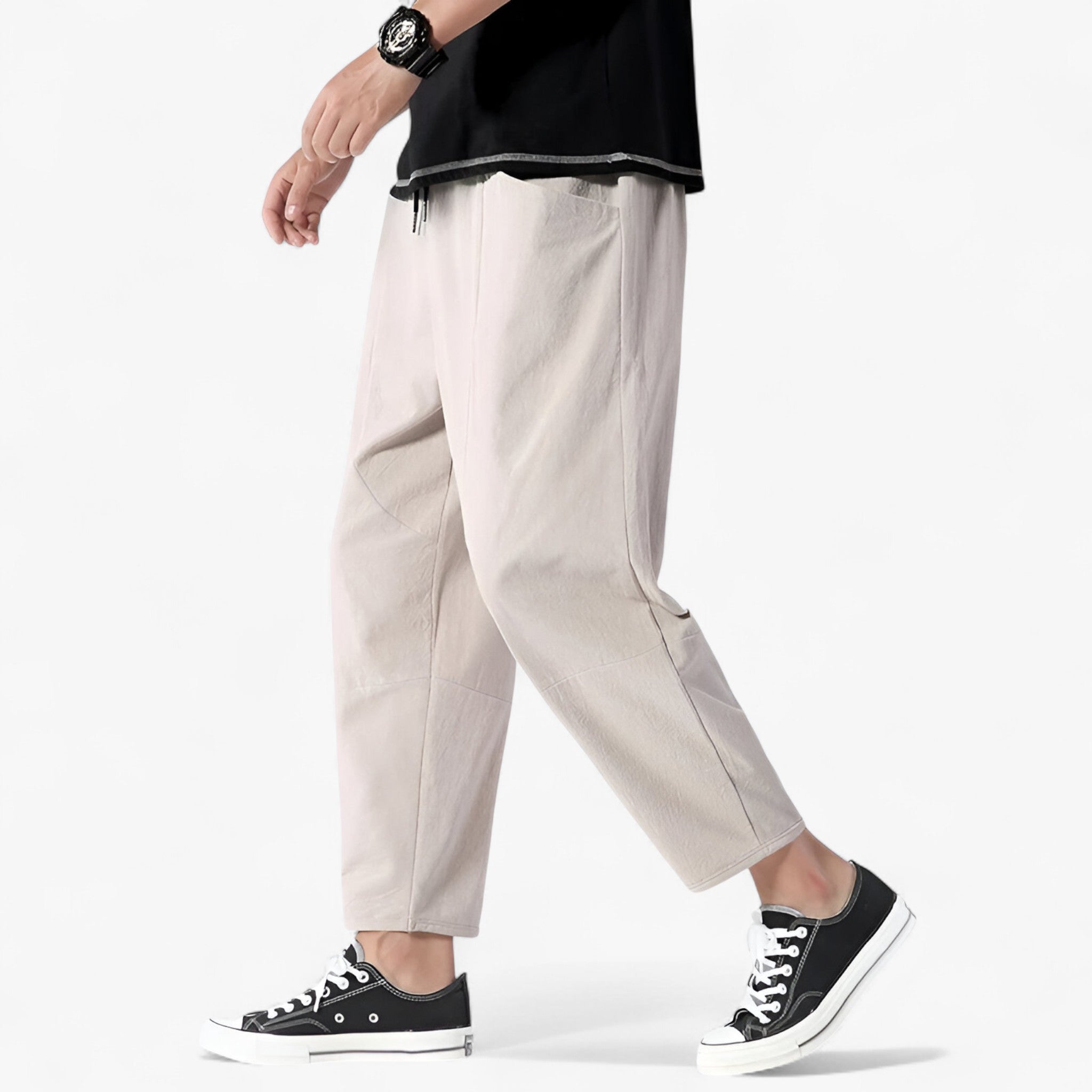 Jimmy | Herre Linned Bukser til Mænd - Loose Fit Komfort - Khaki - men's fashion - {{ product_tags }
