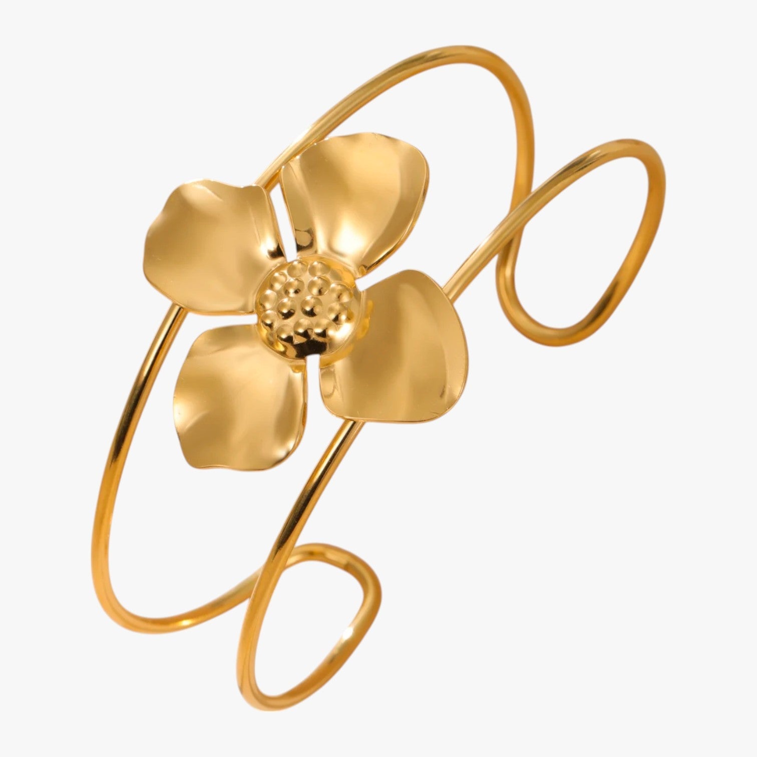 Vivian | Flora Guld Rustfrit Stål Blomsterarmbånd, Vandtæt og Elegant - - Vivian | Flora Guld Rustfrit Stål Blomsterarmbånd, Vandtæt og Elegant - €25 - {{ product_tags }