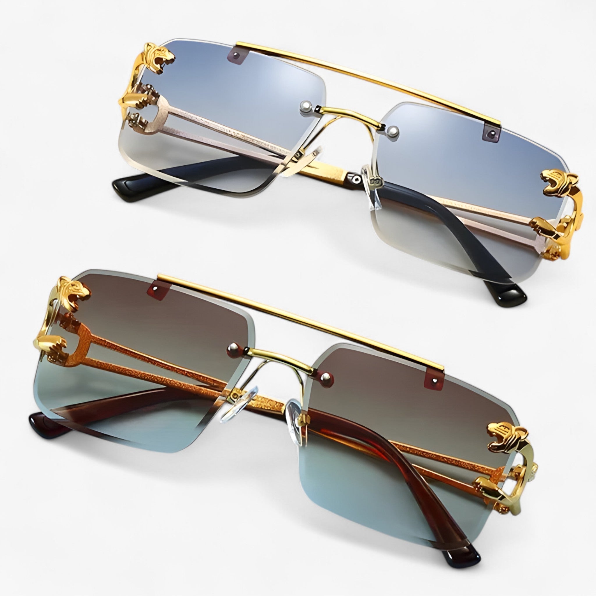 Jens | Vintage gespiegelde randloze zonnebril - - men's fashion - {{ product_tags }