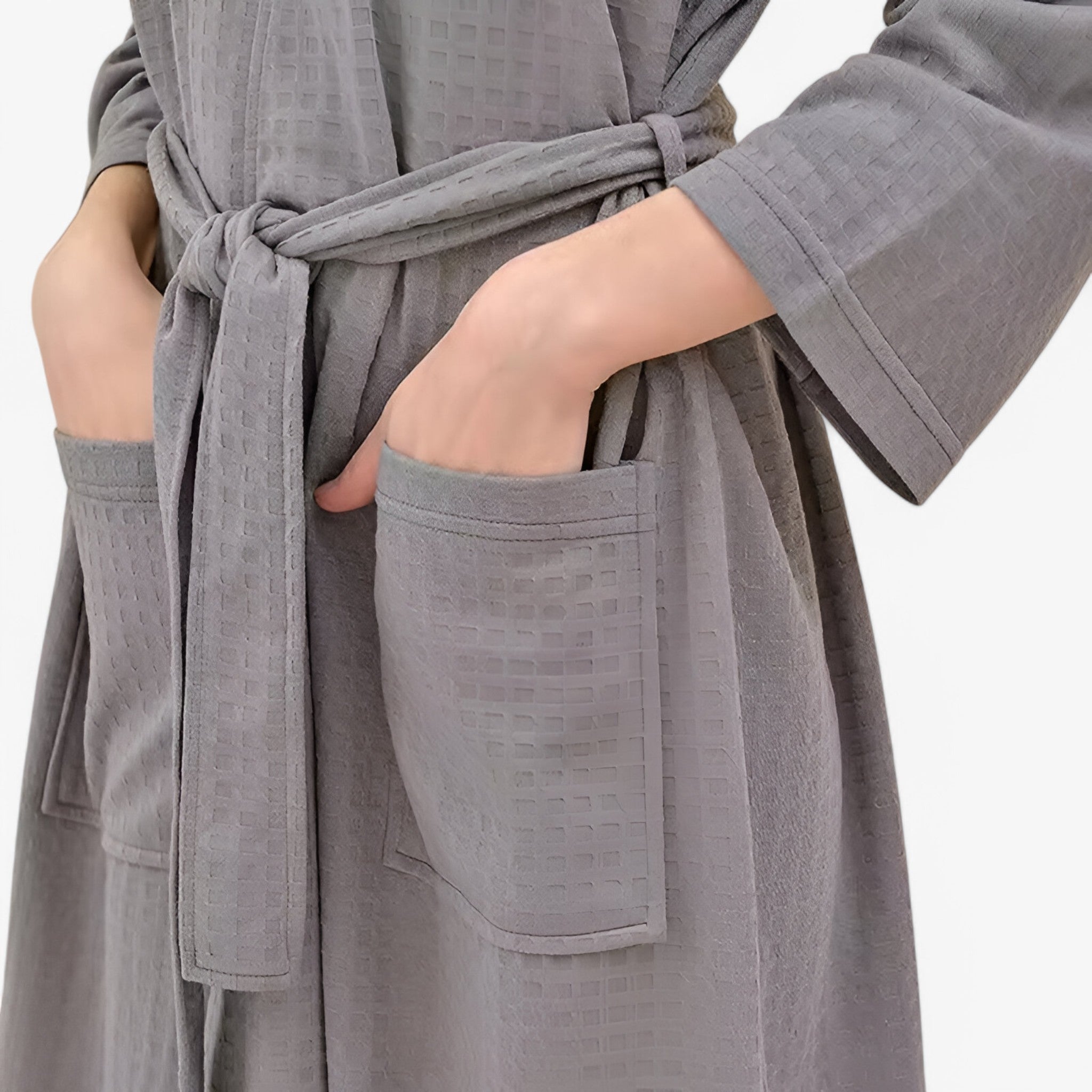 Nova | Stilfuld Voksen Badekåbe med Bælte - Grå - women's fashion - {{ product_tags }