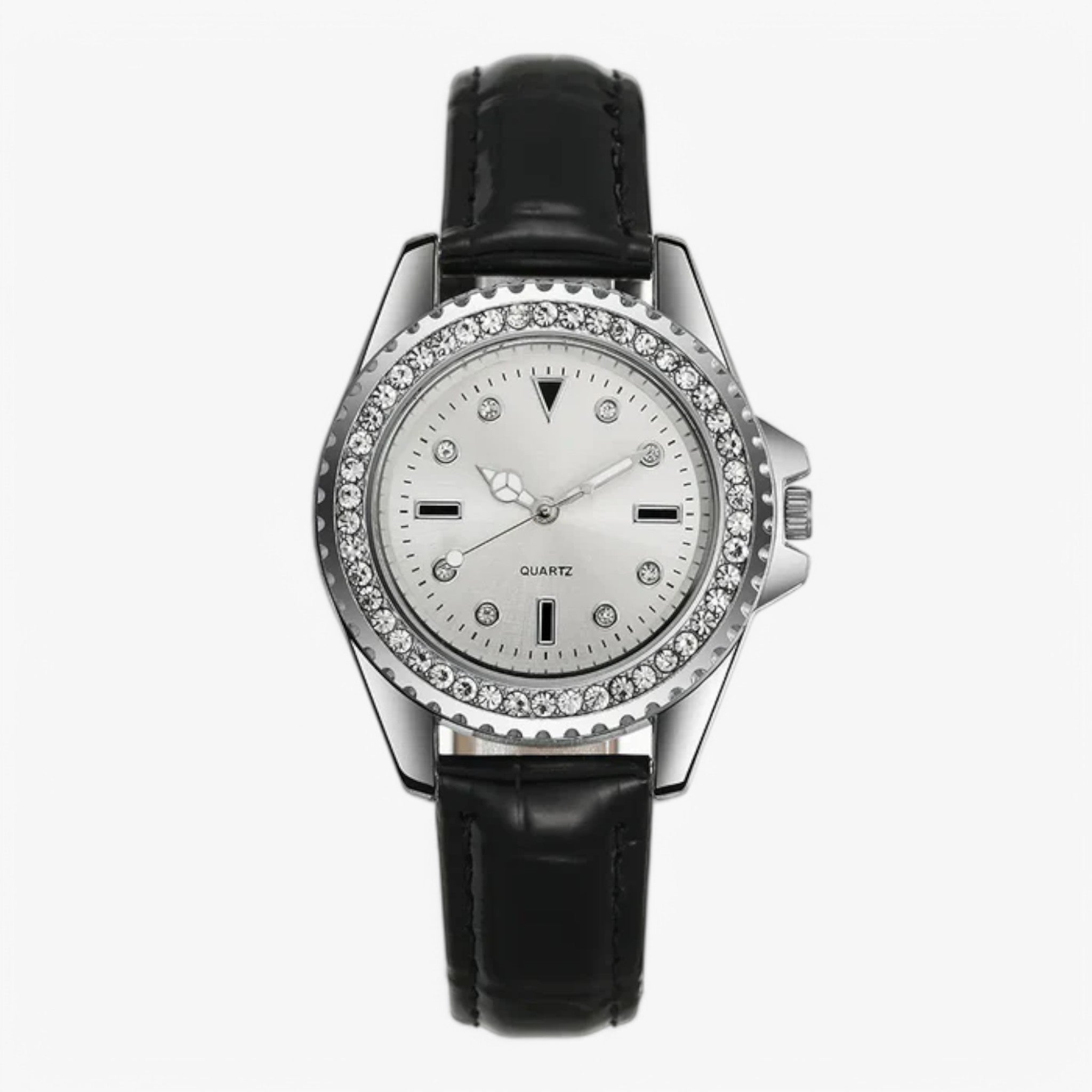 Gemma | Grønt læderur med funklende diamanter - Hvid - watches - {{ product_tags }