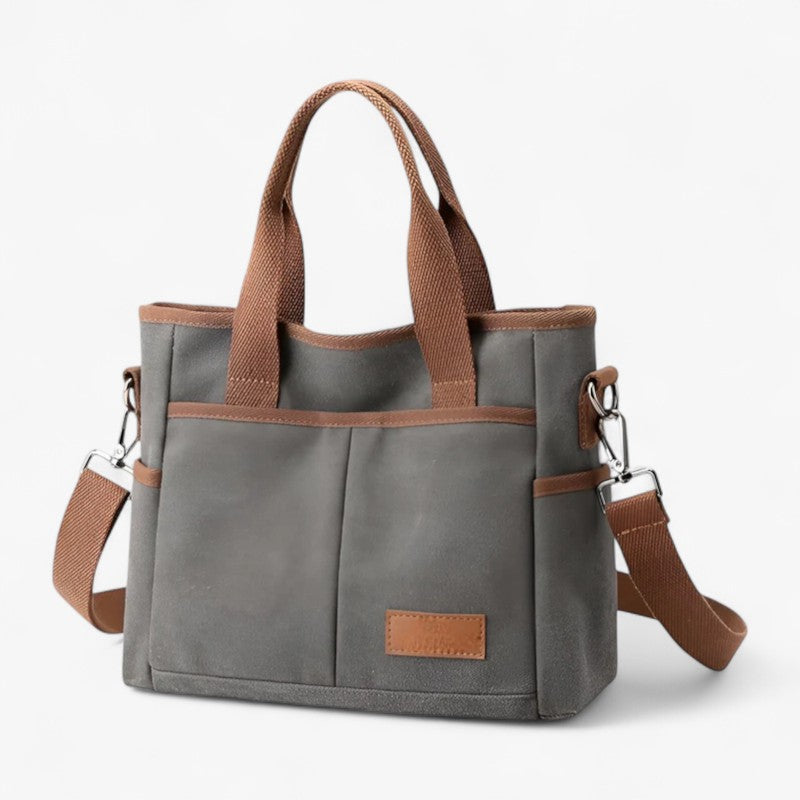 Rylee | Stor canvas skulder- og rejsetaske - GRÅ (20cm<Max Længde<30cm) - bags - {{ product_tags }
