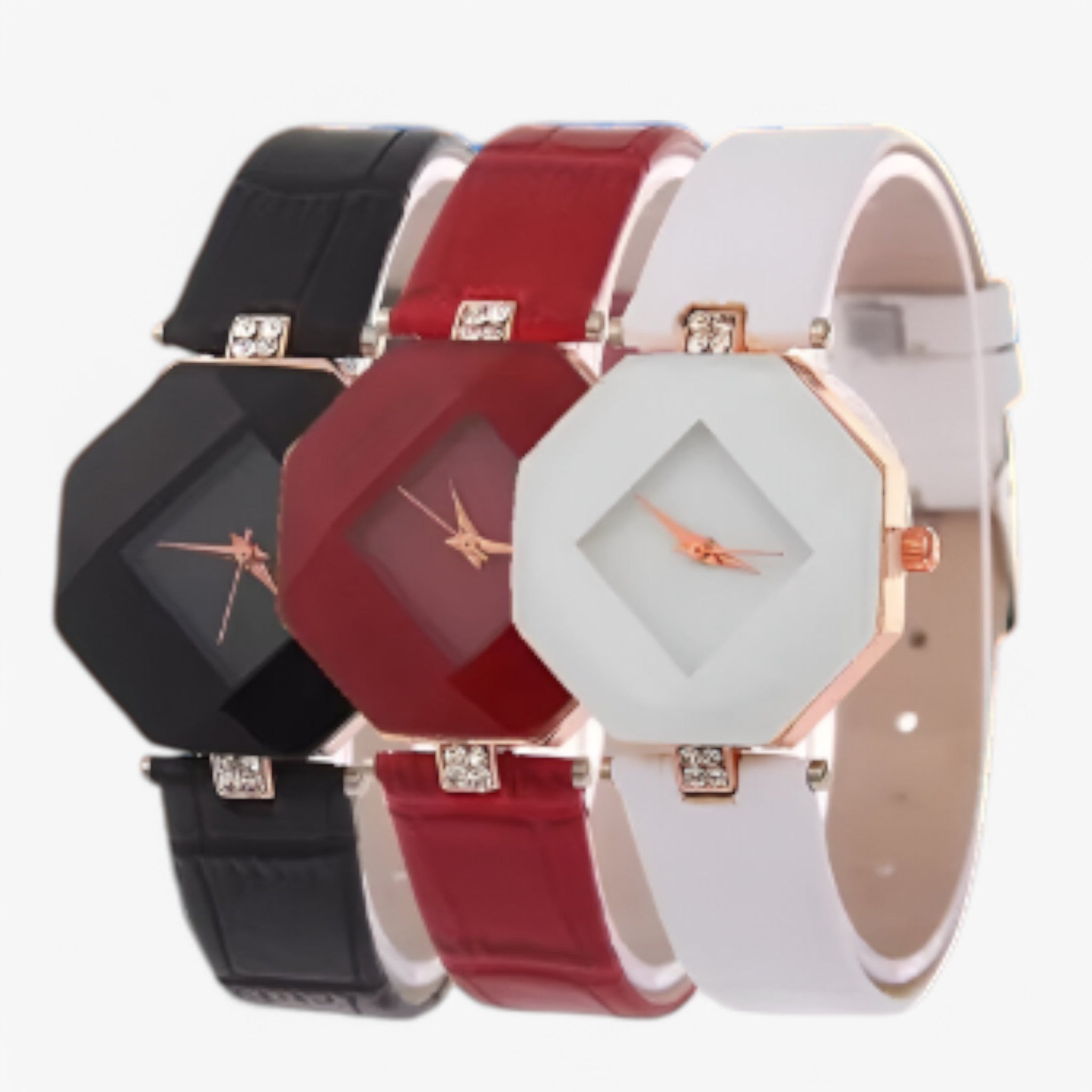 Nina | Casual dameur med blå læderrem og kreativ flerfarvet urskive - - watches - {{ product_tags }
