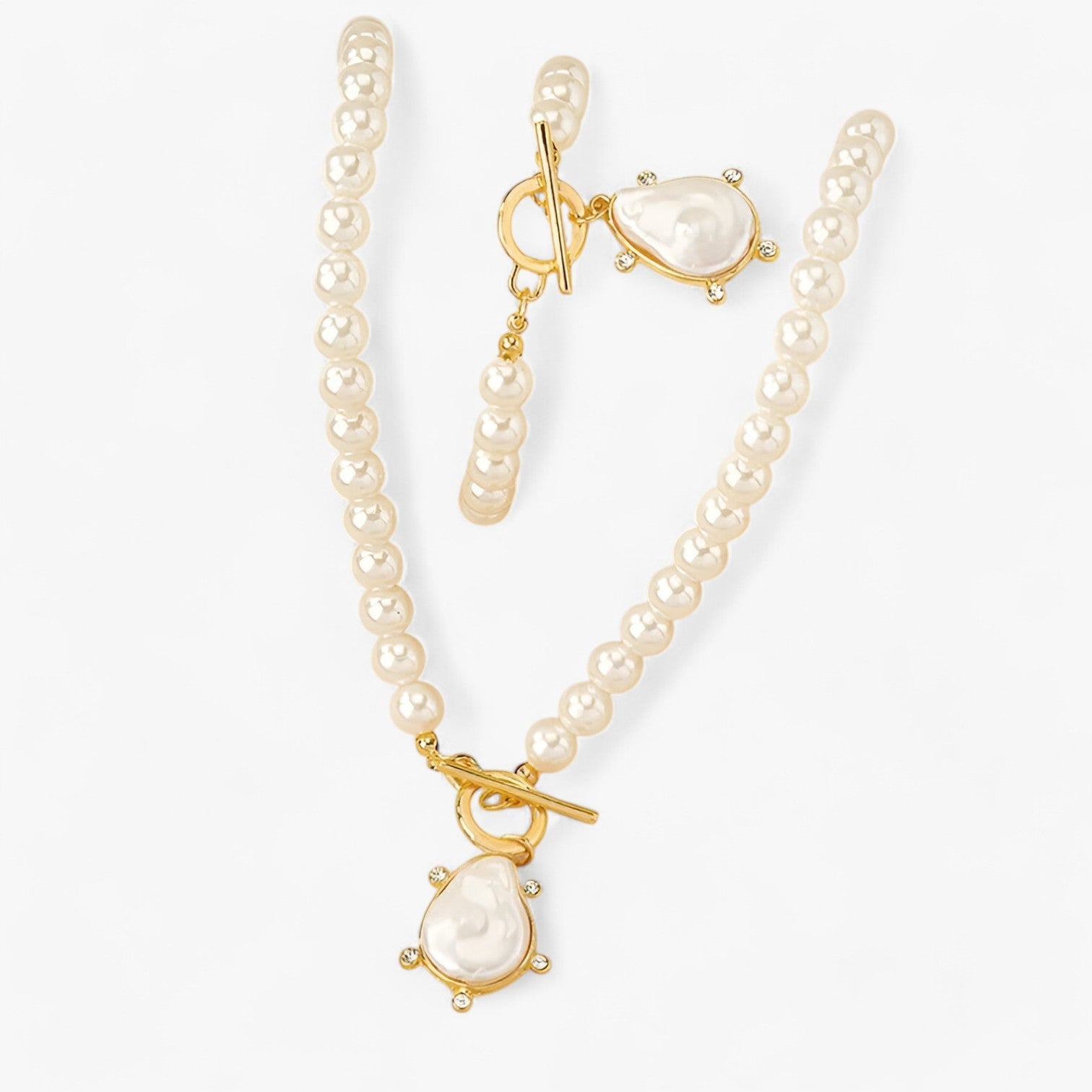 Paula | Uregelmæssigt Perle-Smykkeset – Elegant & Iøjnefaldende - - women's fashion - {{ product_tags }