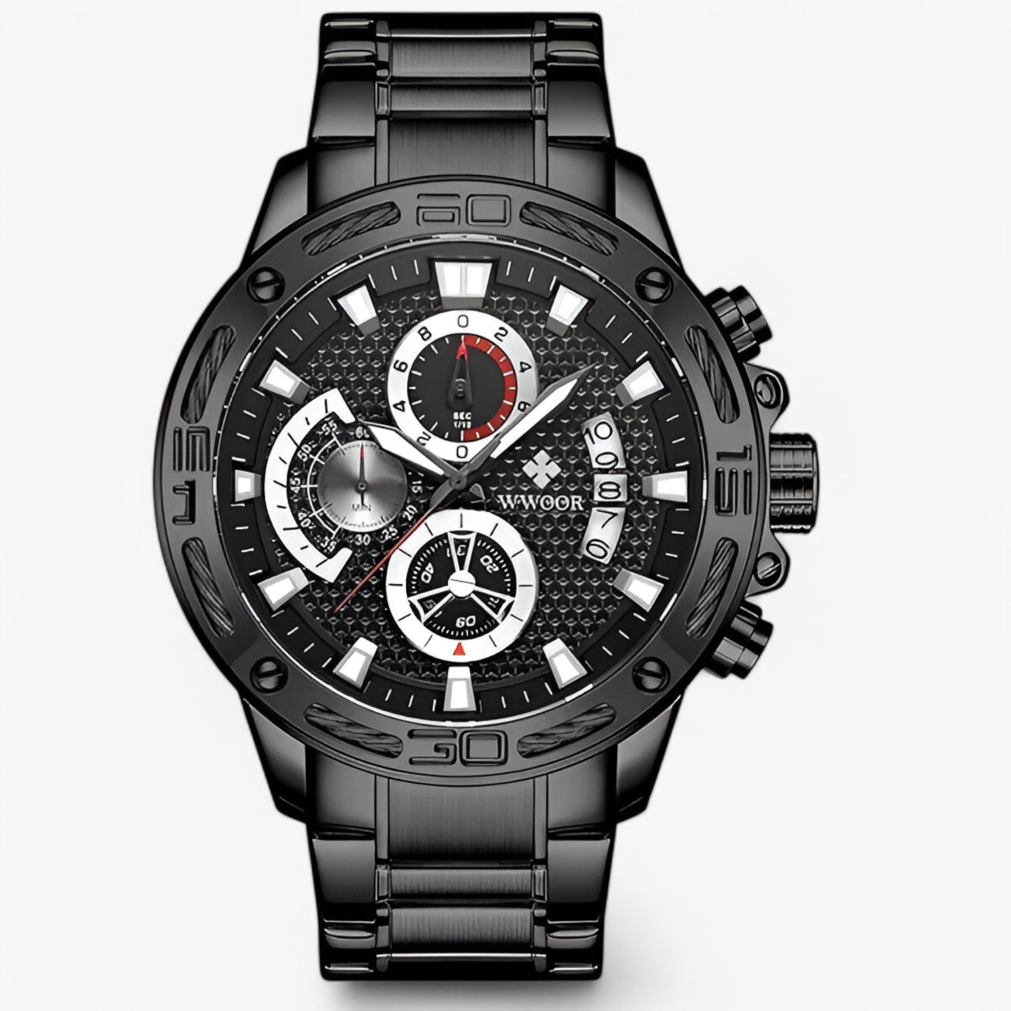 Linus | Luksus Chronograph ur lavet af rustfrit stål - sort sort - watches - {{ product_tags }