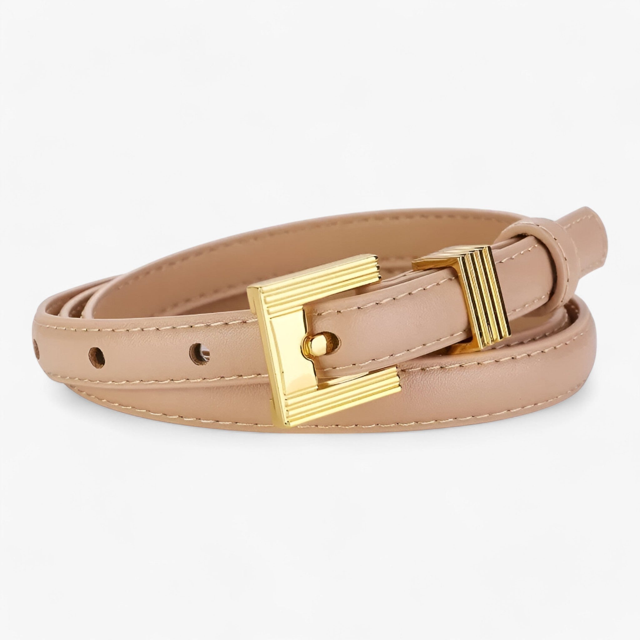 Clea | Dunne læderbælte - Let og komfortabel - Abrikos 100cm - women's fashion - {{ product_tags }