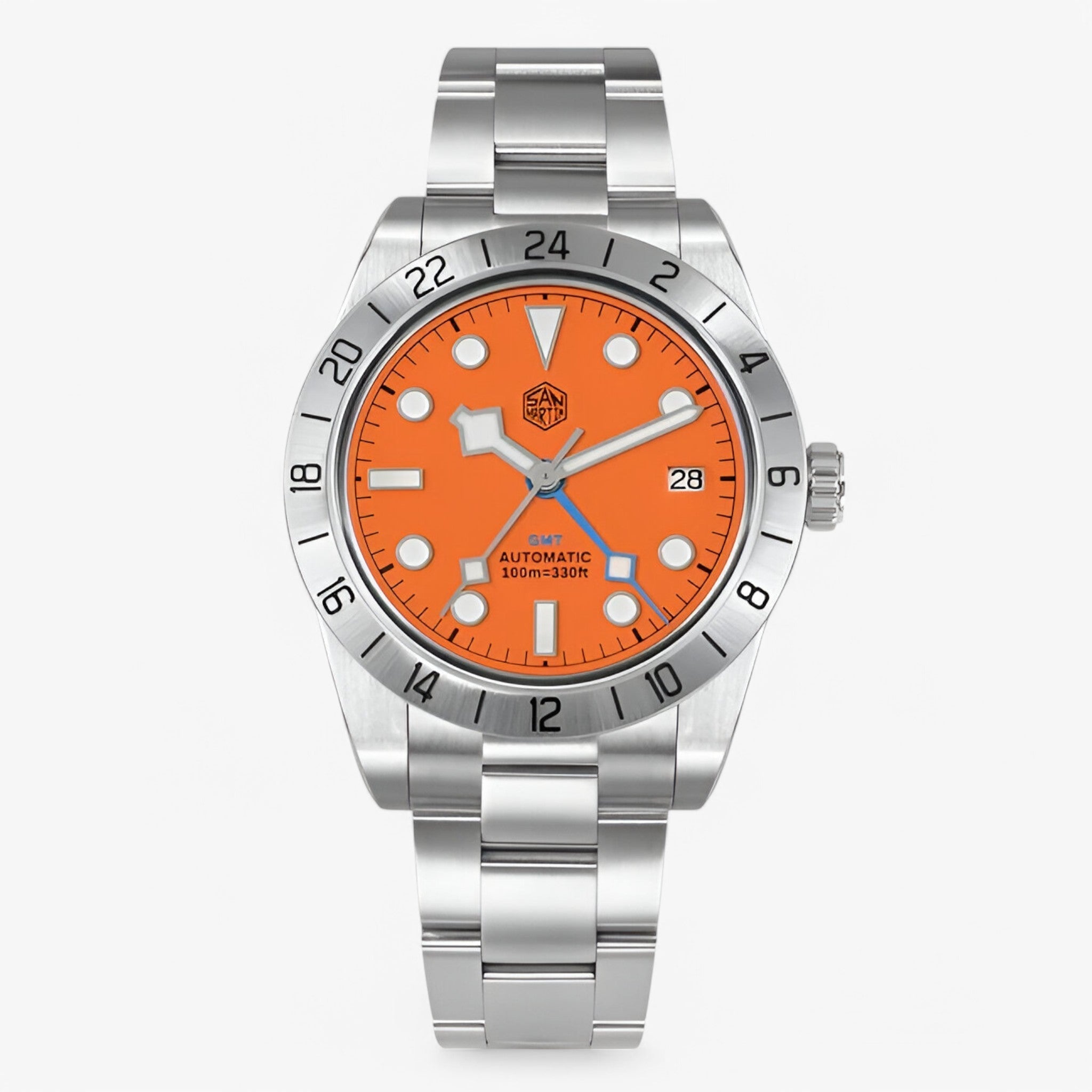 Anthony | Stilfuldt GMT Automatisk Sportsur i Stål - Orange - watches - {{ product_tags }