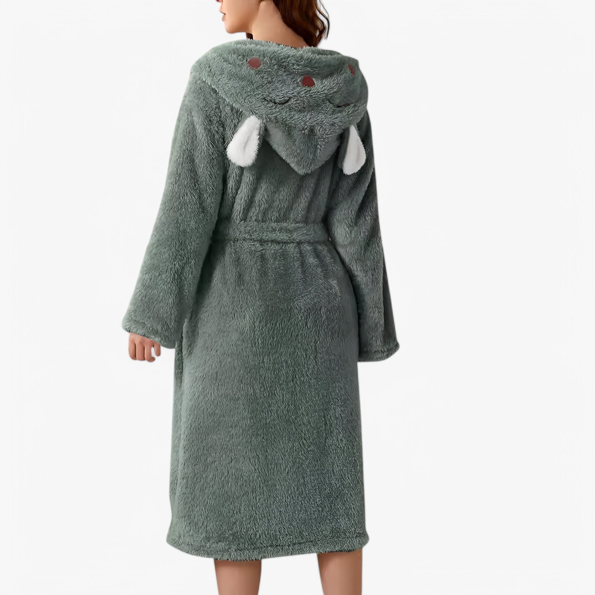 Luna | Søde Kaninøre Flannel Badekåbe - Grøn - women's fashion - {{ product_tags }