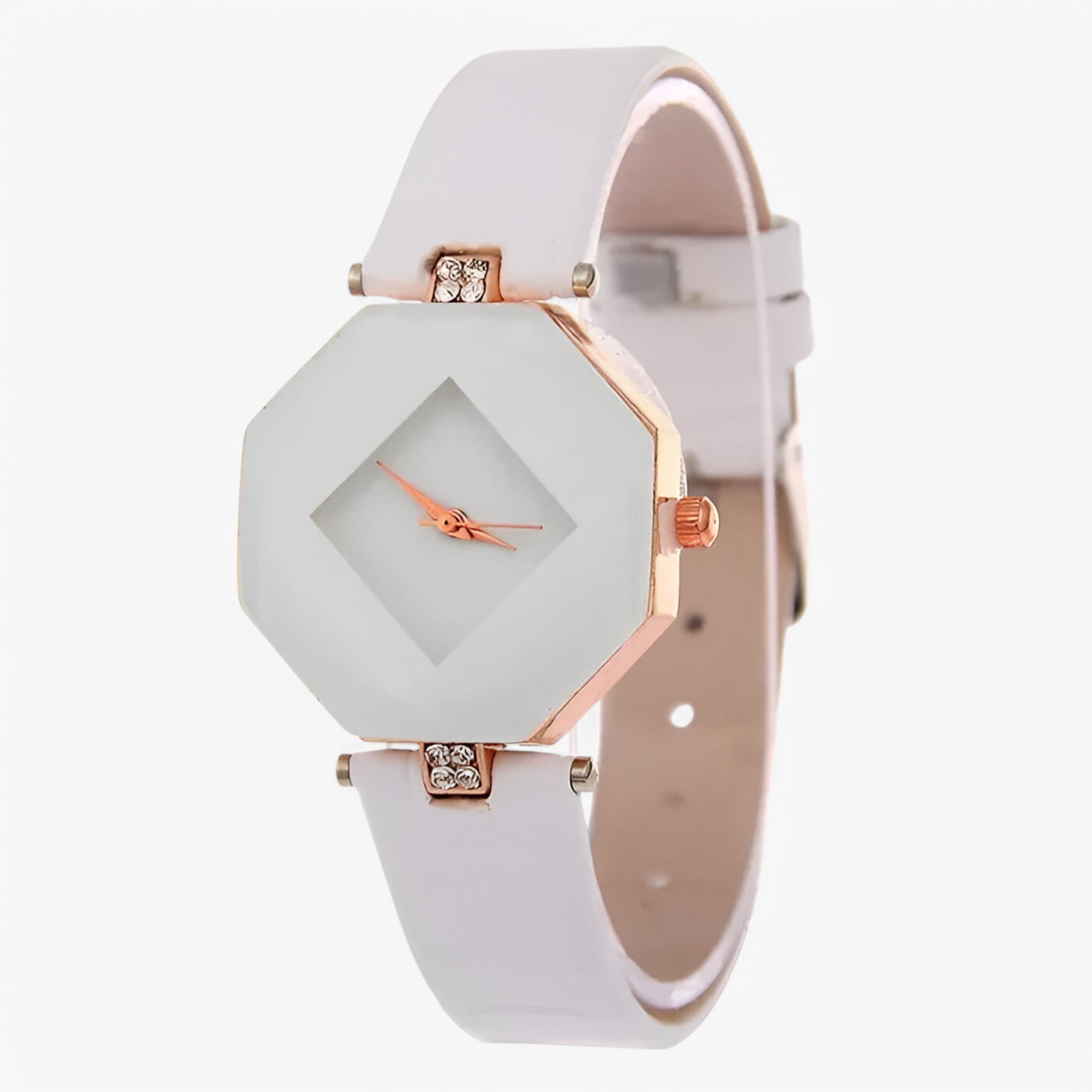 Nina | Casual dameur med blå læderrem og kreativ flerfarvet urskive - Hvid - watches - {{ product_tags }