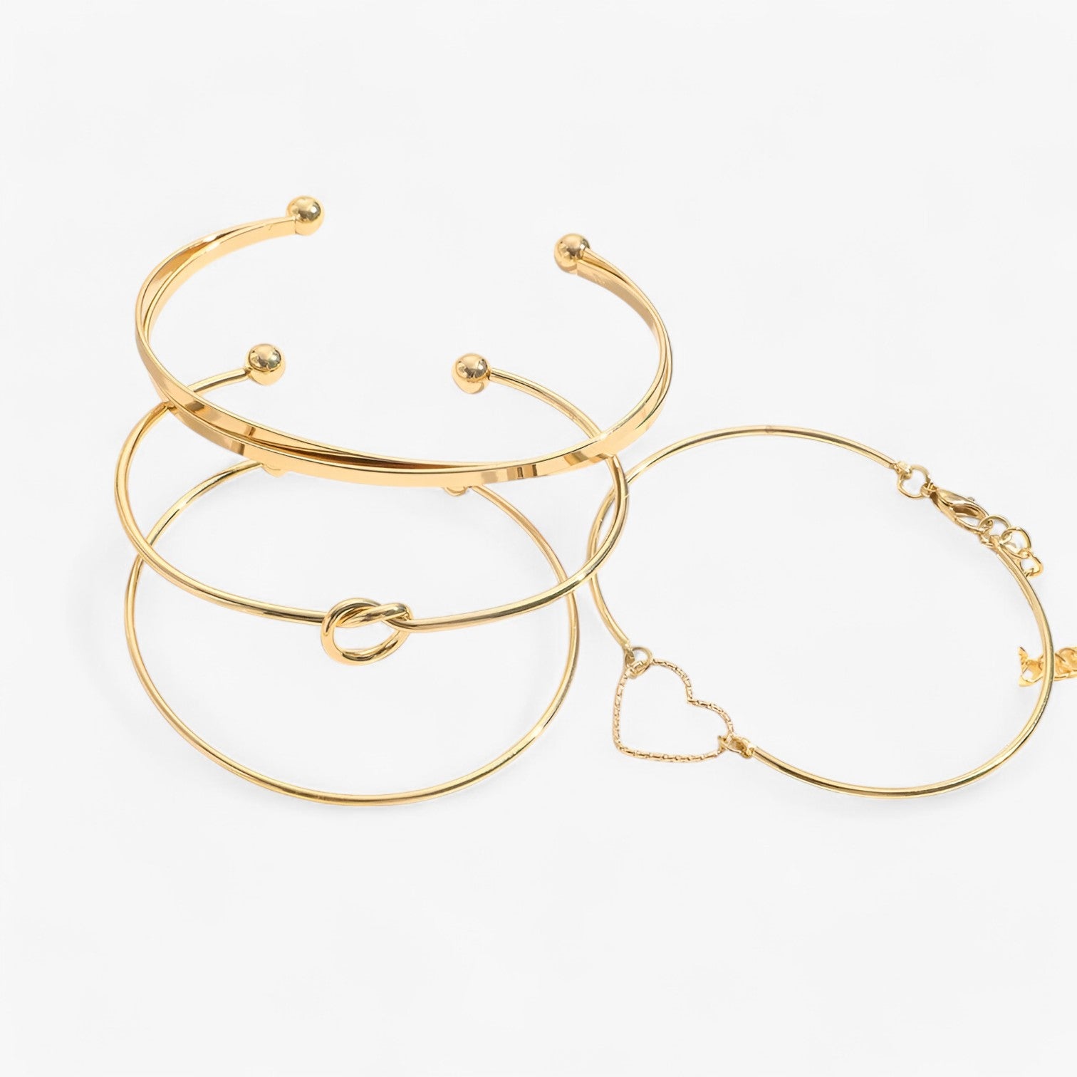 Elisa | Sæt af sammenflettede armbånd i stål til et goth chic look - Guld Farve - women's fashion - {{ product_tags }