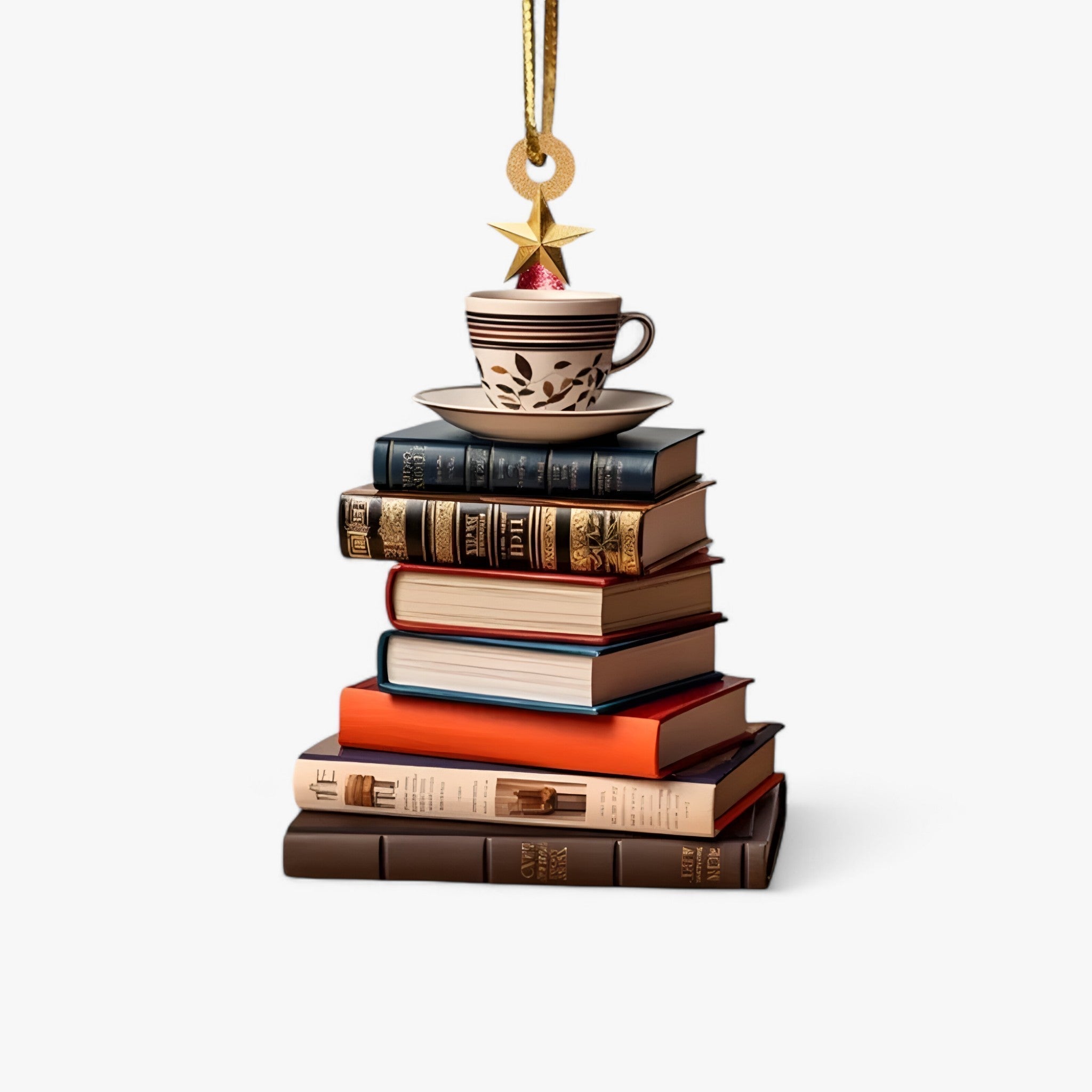 Bøgerelsker | Pendellampe Bøger i flad 2D-akryl - Kreativ juledekoration til hjemmet og vinduet - Stil 2 - christmas - {{ product_tags }