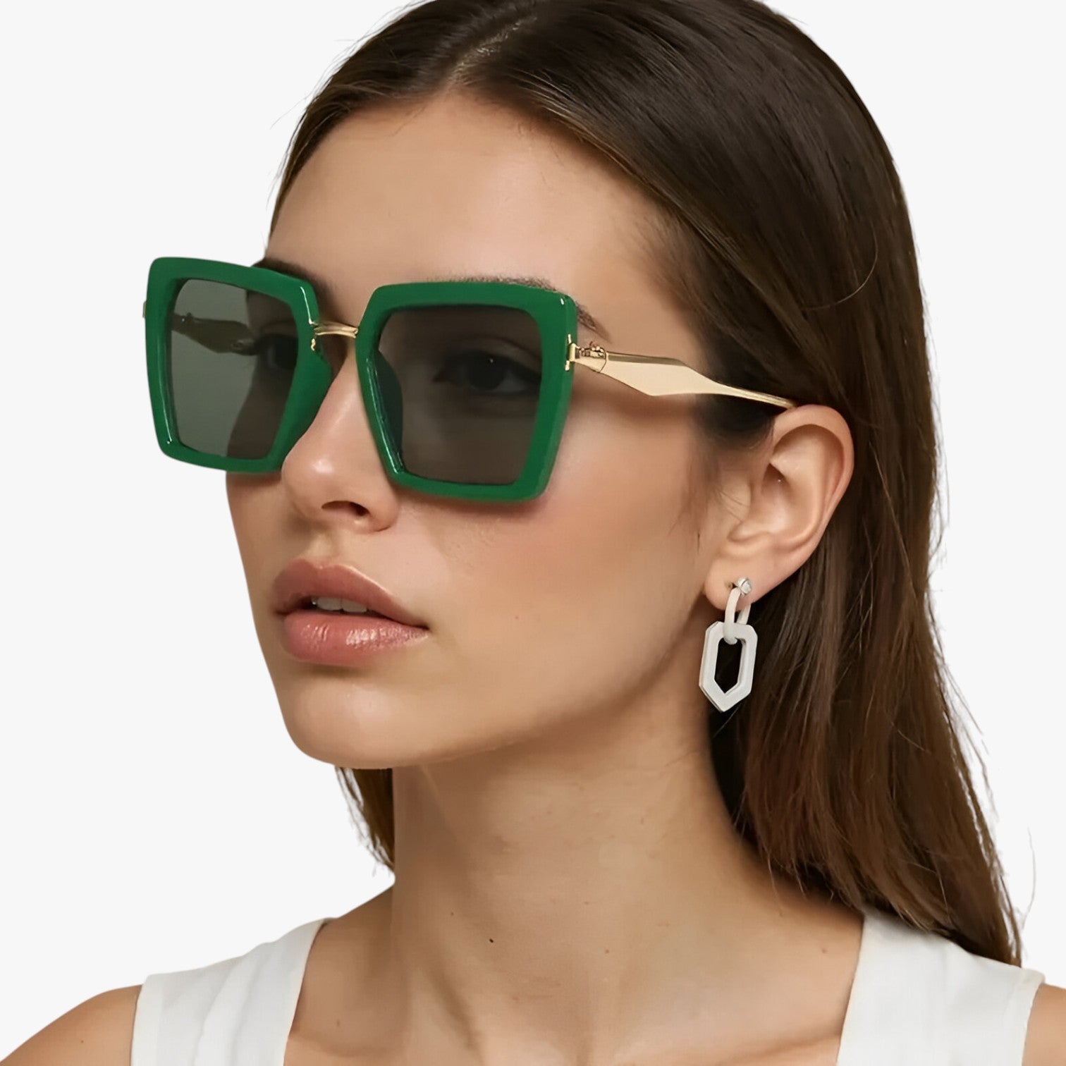 Riley | Vintage kvadratiske solbriller med mørkegrønne linser - - women's fashion - {{ product_tags }