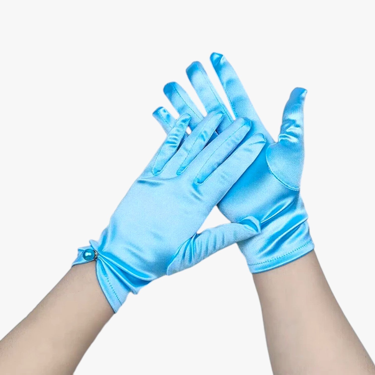 Leila | Elegante satinhandsker med perler, perfekte til ceremonier og særlige lejligheder - Blu Chiaro - Leila | Elegante satinhandsker med perler, perfekte til ceremonier og særlige lejligheder - €25 - {{ product_tags }