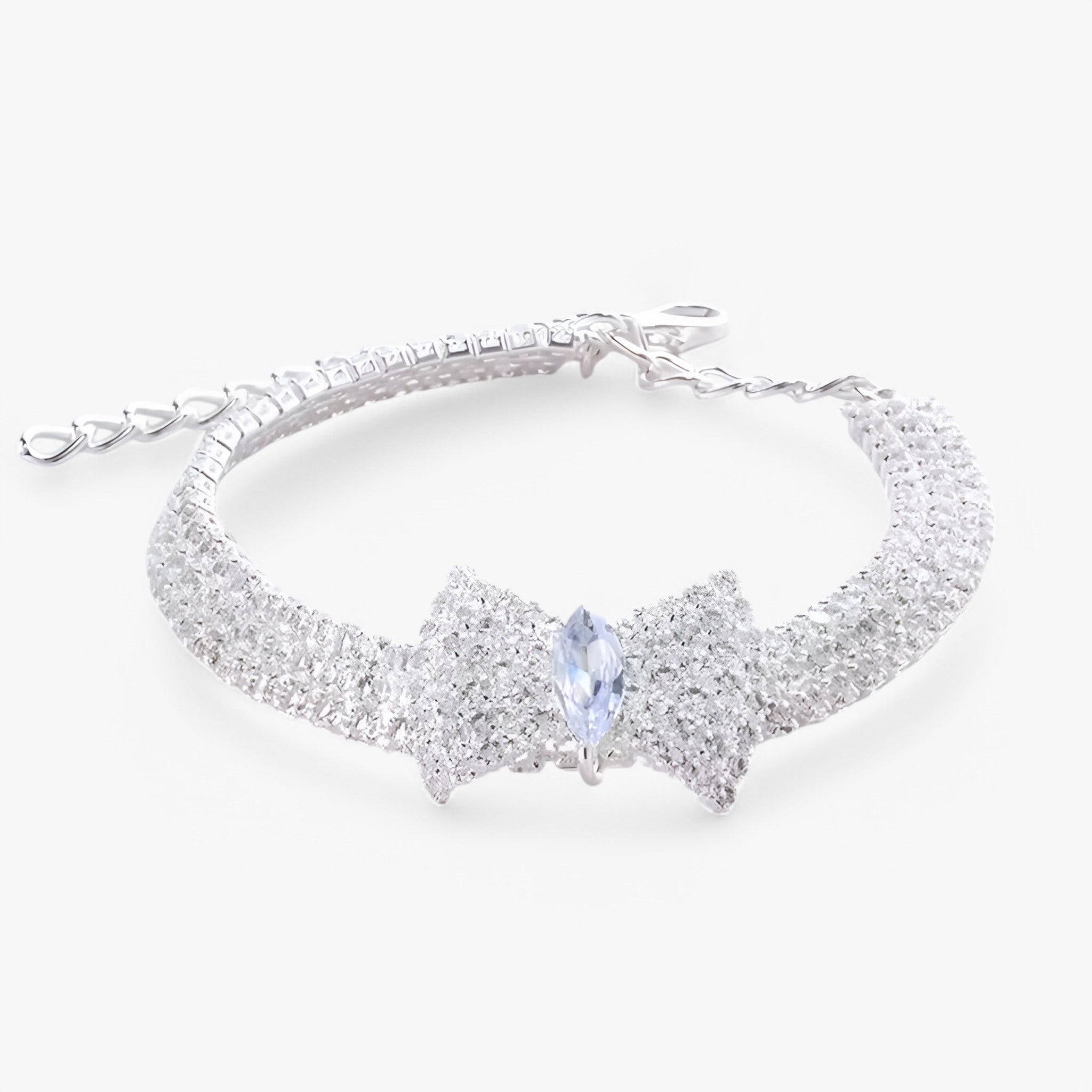 Bella | Bling kattehalsband med sløjfe og krystaller - Sølv - other - {{ product_tags }
