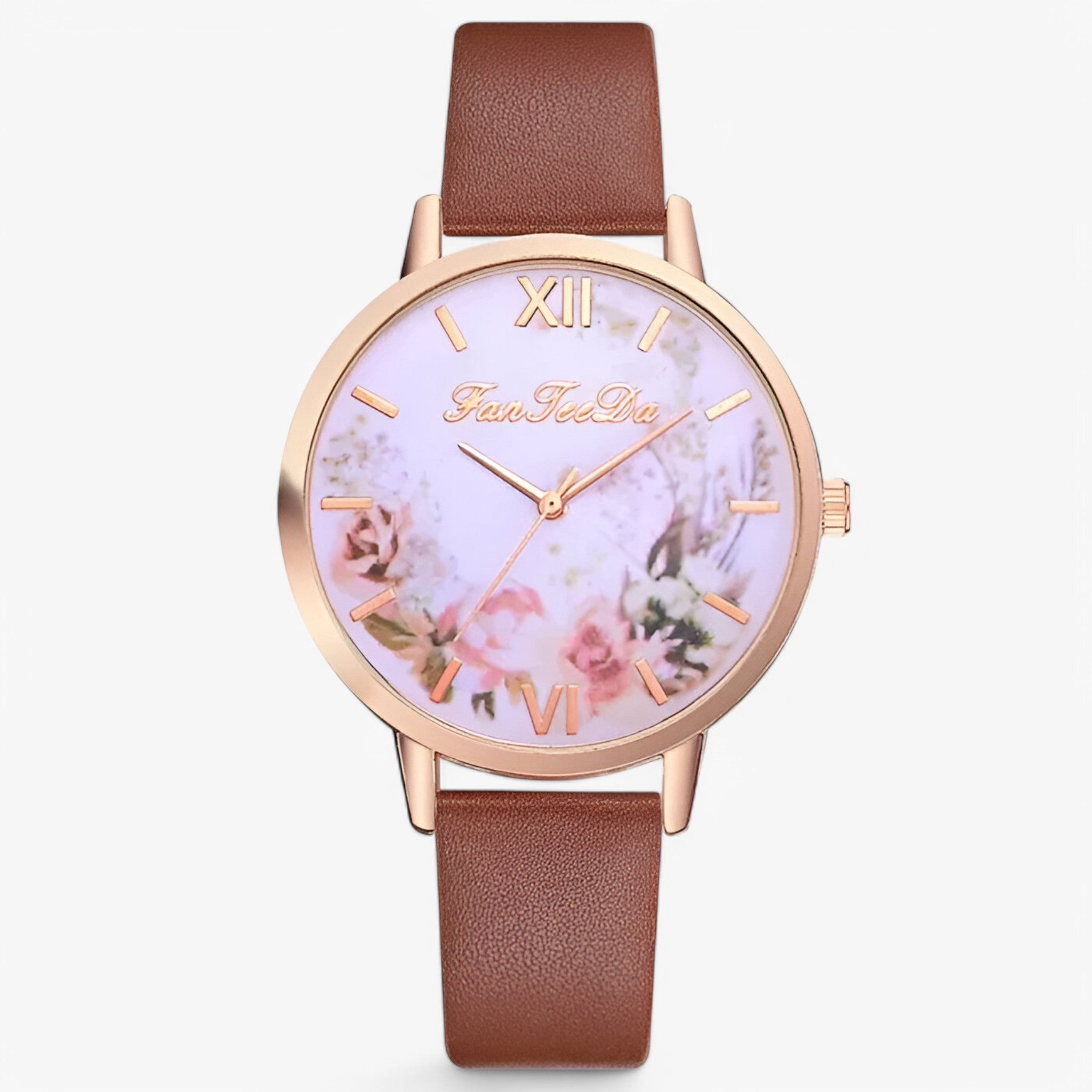 Ashley | Dameur med læderrem og enkelt, moderne design - Brun - Ashley | Dameur med læderrem og enkelt, moderne design - €25 - {{ product_tags }