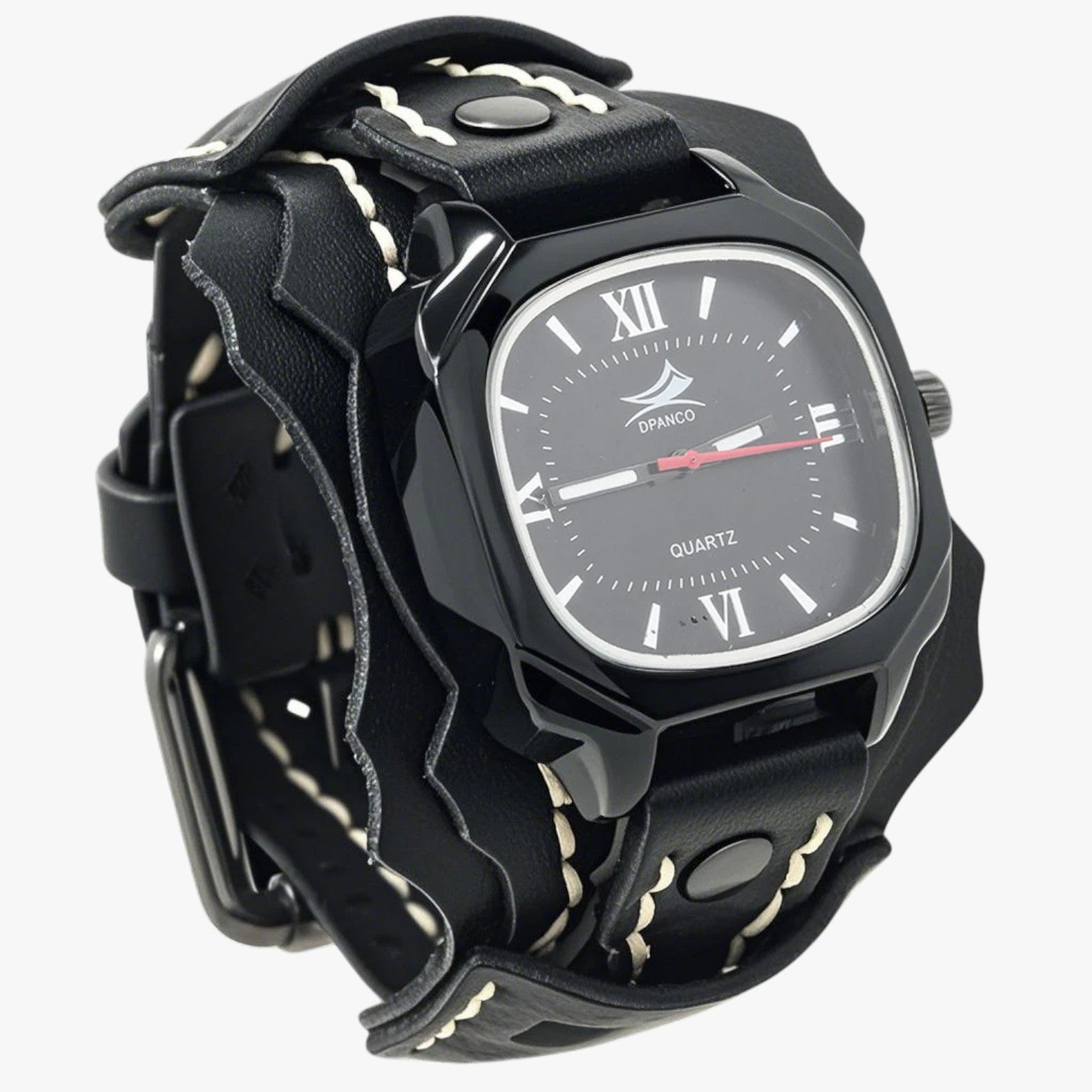 Alden | Stor herreur med stort kvadratisk ur og ægte læderrem - Nero - watches - {{ product_tags }