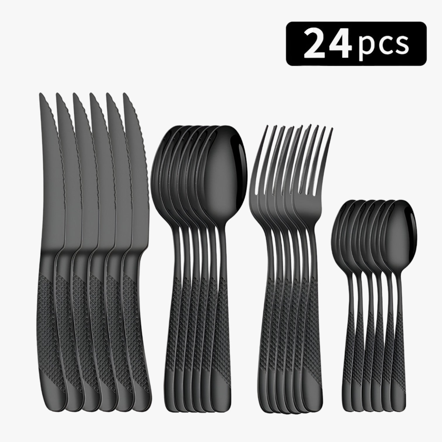 Kaeli | Sæt bestik i rustfrit stål til hele familien - sort - house & garden - {{ product_tags }