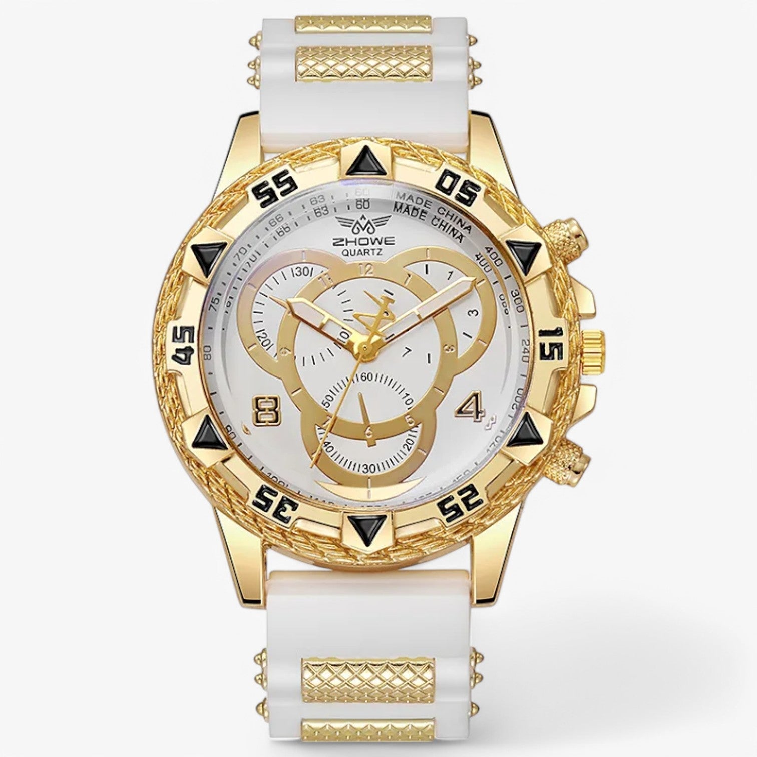 Renato | Stilfuld Sportur med Komfortabel Silikone Rem - Guld Hvid - watches - {{ product_tags }