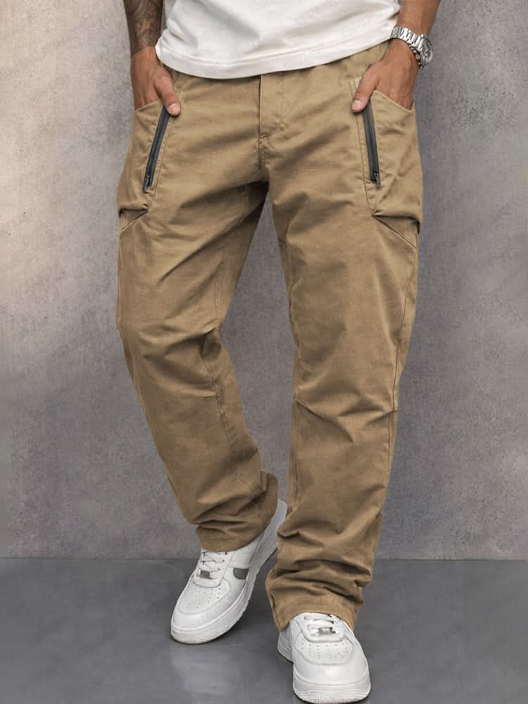 Herre Cargobukser i Bomuld - Komfortabel Stil med Sikre Lommer - Khaki - - {{ product_tags }