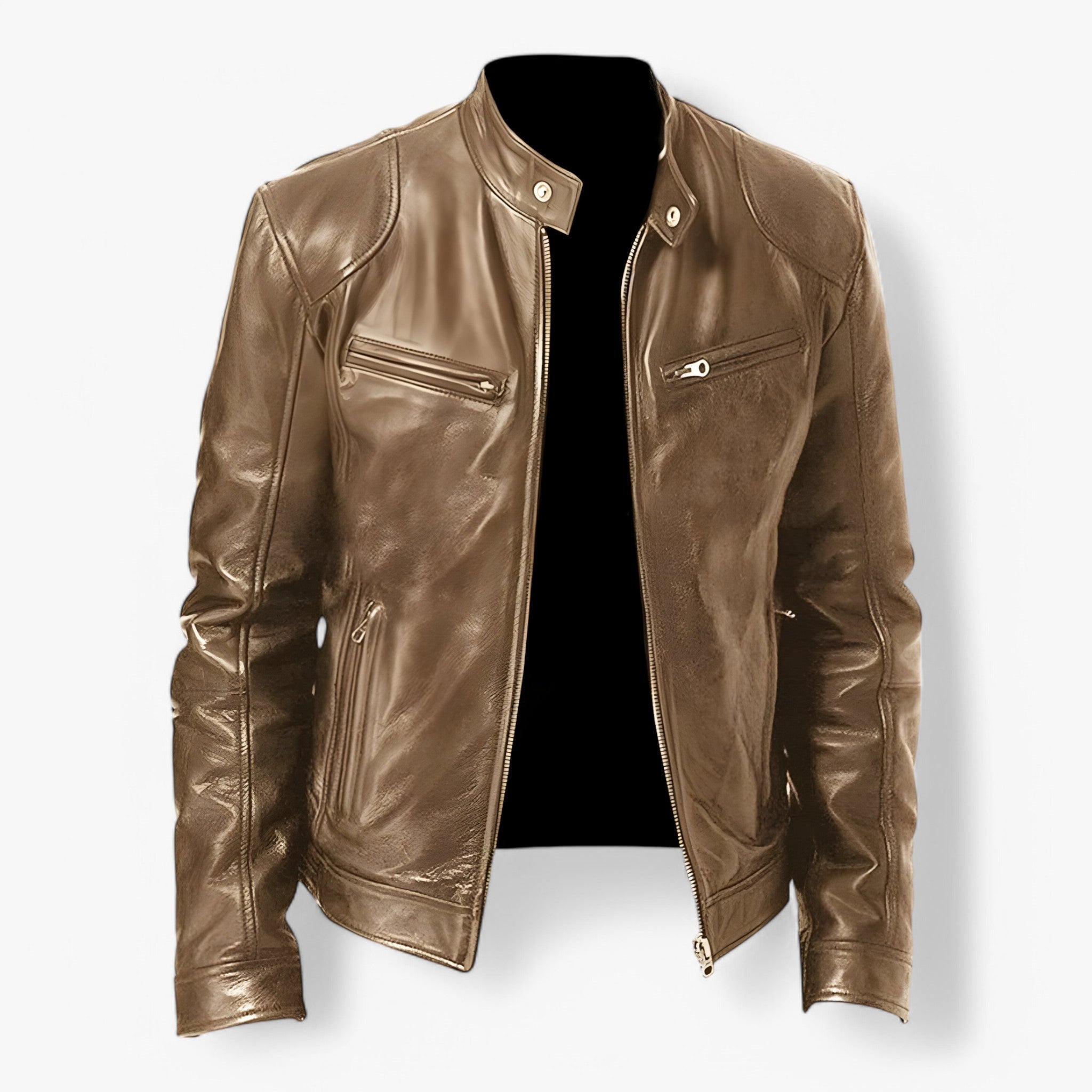 Martin | Casual læderjakke - Khaki - Martin | Casual læderjakke- €25 - {{ product_tags }