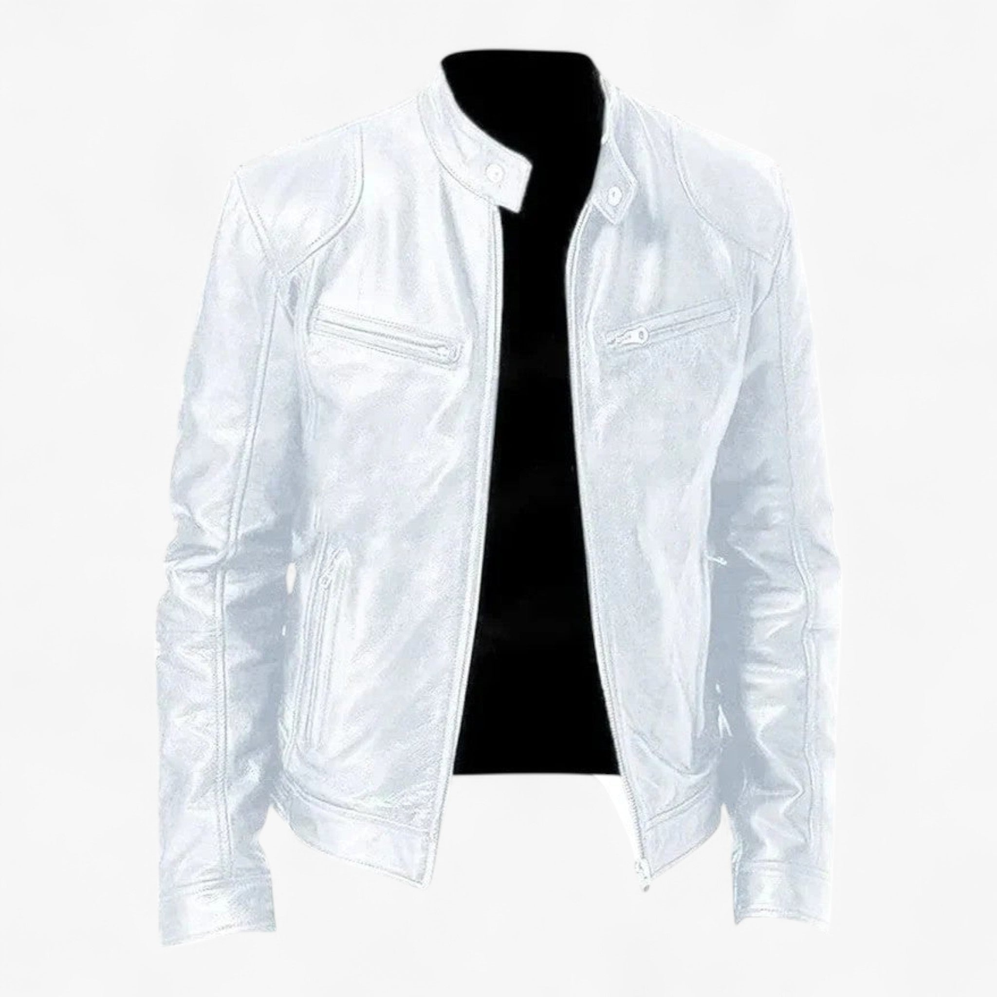 Darren | Casual Læderjakke - Hvid - men's fashion - {{ product_tags }