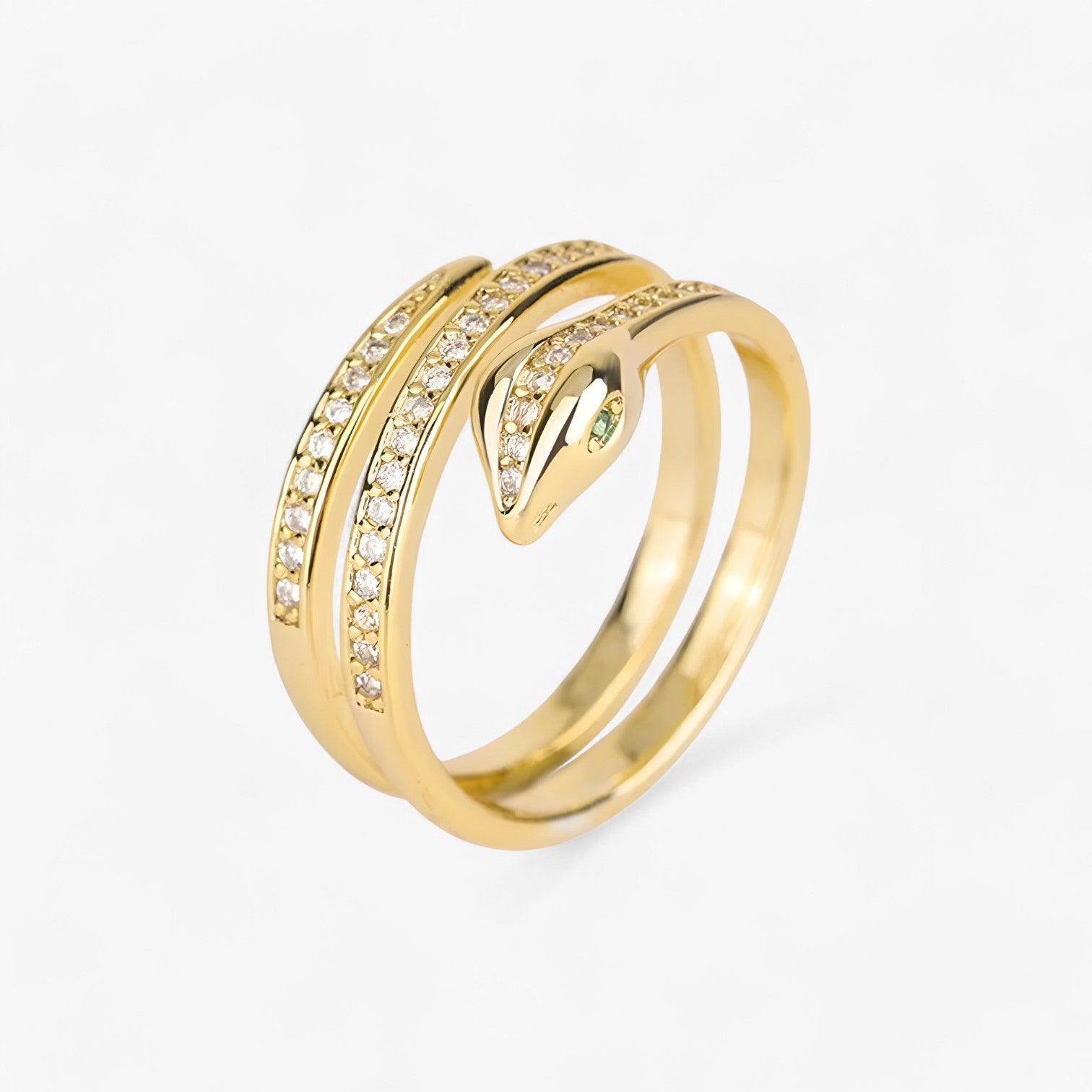 Eleanor | Slangformet ring med zirkonia – Justerbar kobberring til kvinder - - women's fashion - {{ product_tags }