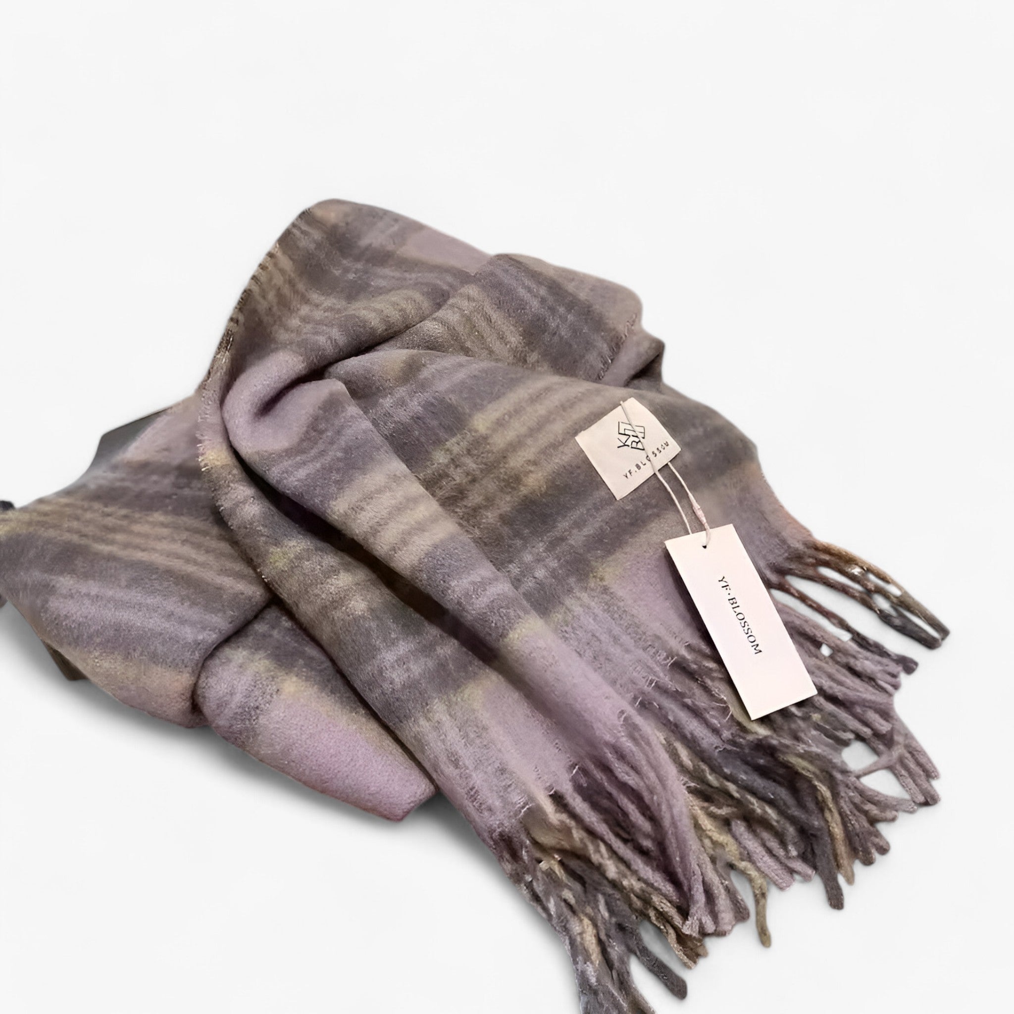 Liv | Varme Mohair Tjekket Sjal – Stilig & Komfortabel - Lilla - winter - {{ product_tags }