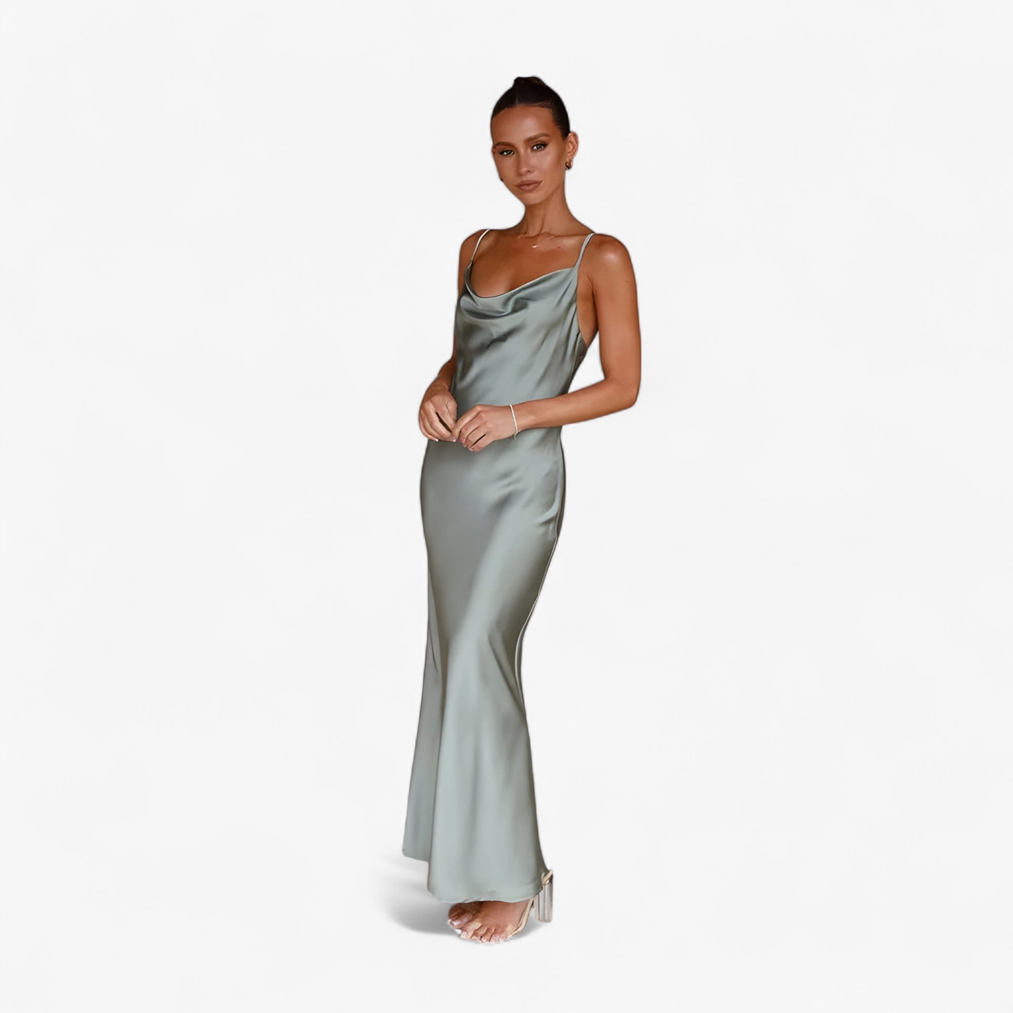 Dianne | Lang kjole i silke - Lysegrøn - women's fashion - {{ product_tags }