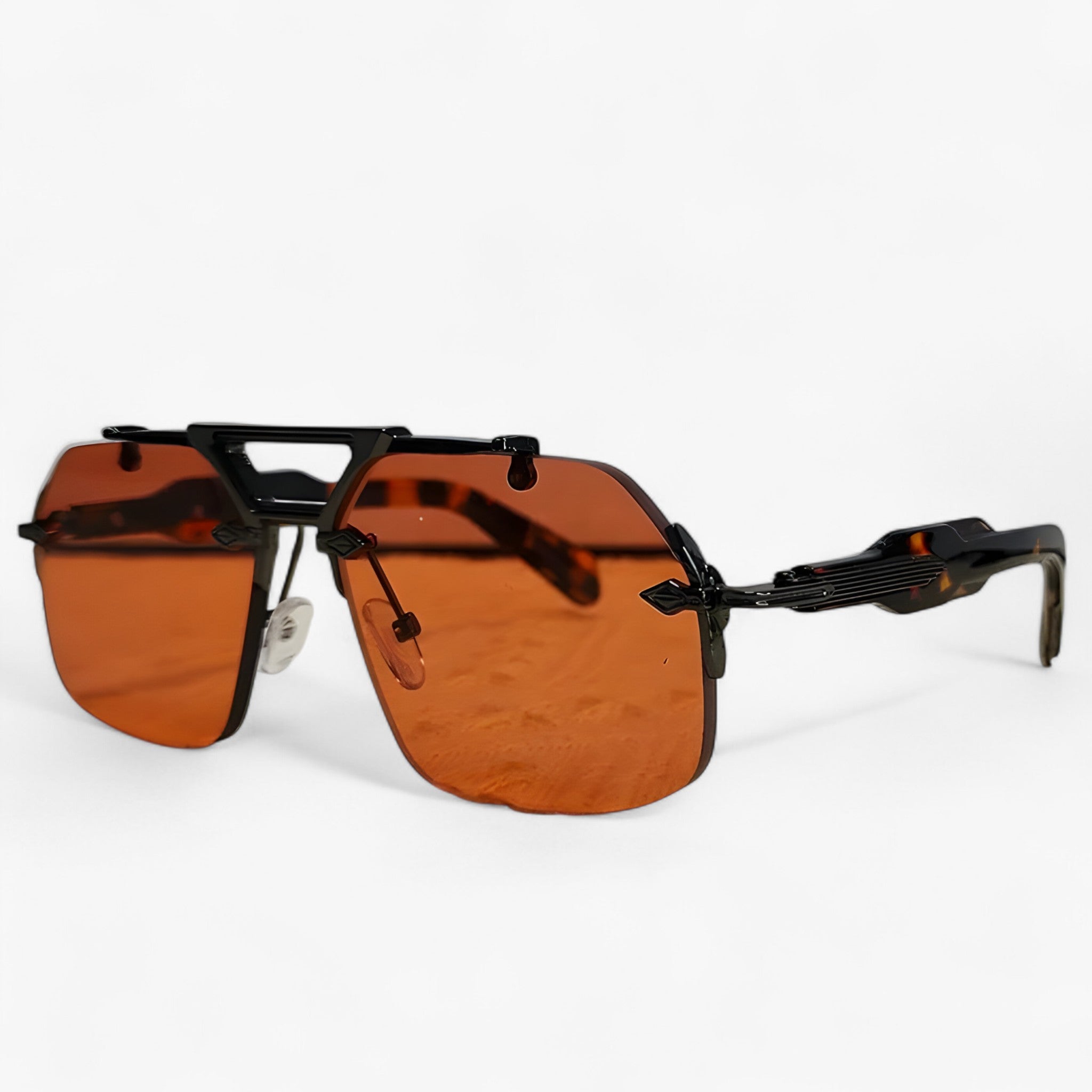 Tabb | Oversized punk metalen randloze zonnebril - Rød Leopard - women's fashion - {{ product_tags }