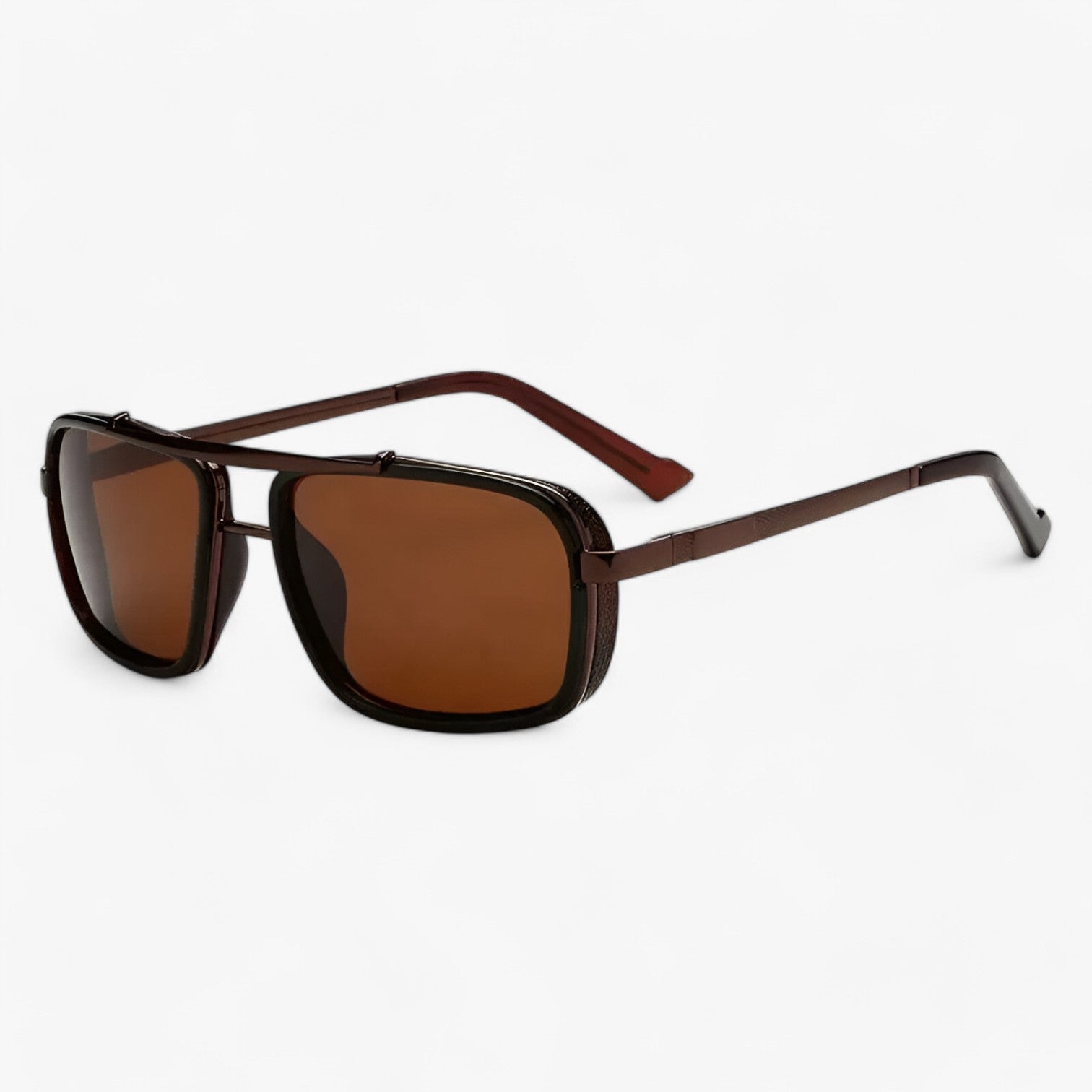 Ezra | Stilet firkantede UV400 pilotbriller til mænd - Brun te - men's fashion - {{ product_tags }