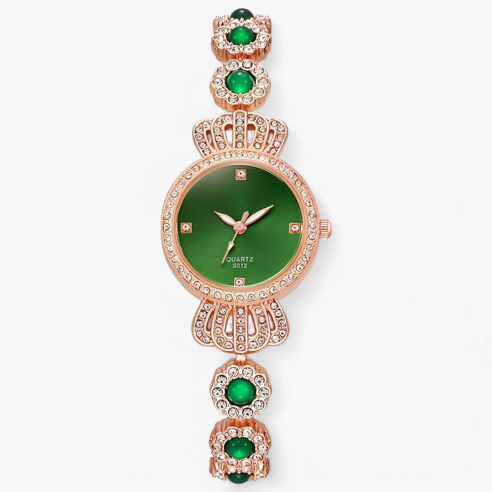 Nadine | Elegant dameur med sten og grøn rem - Grøn - watches - {{ product_tags }